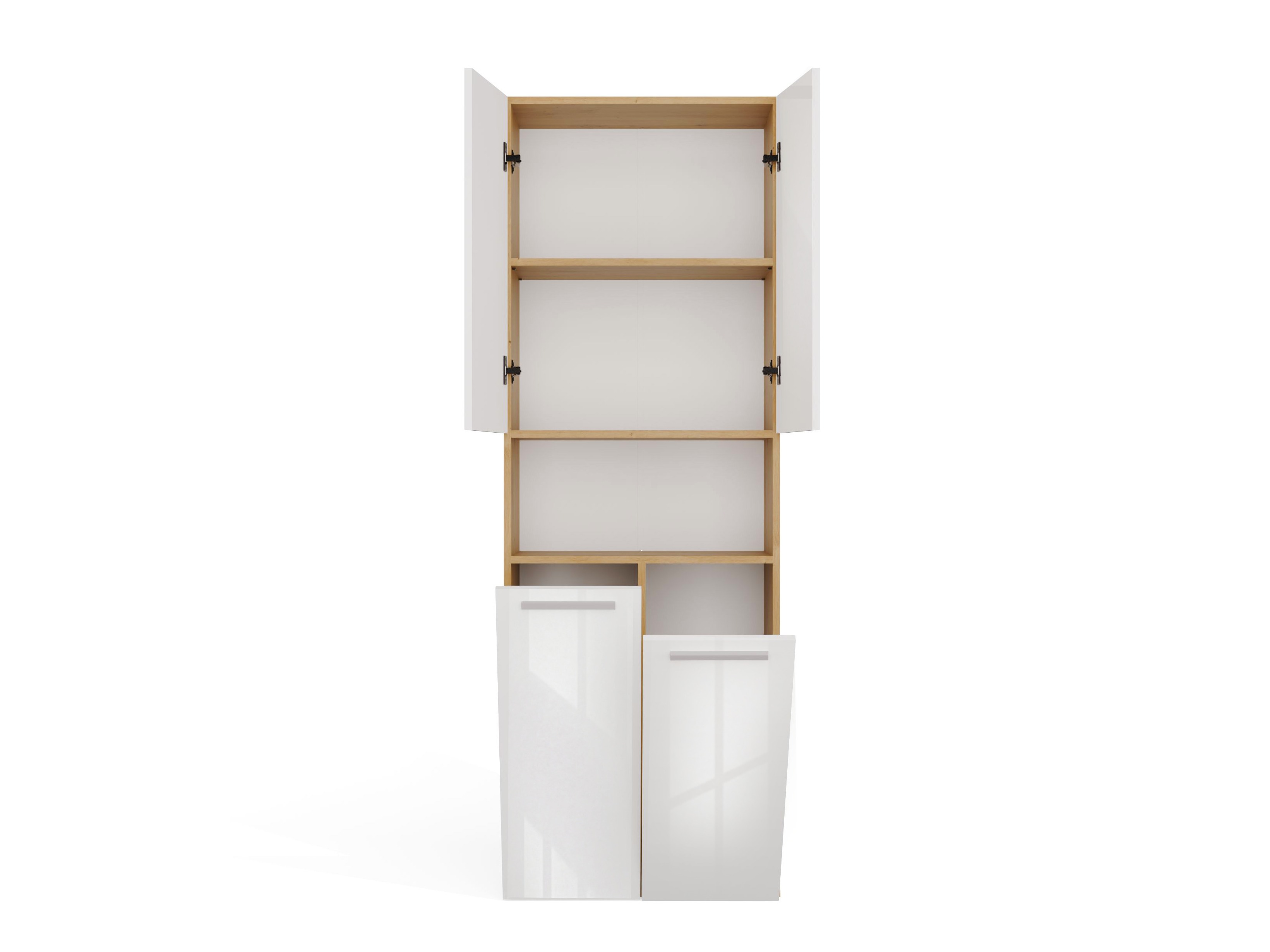 Cabinet de baie neancorat Nolmaru 103 (Stejar artizan + Alb lucios)