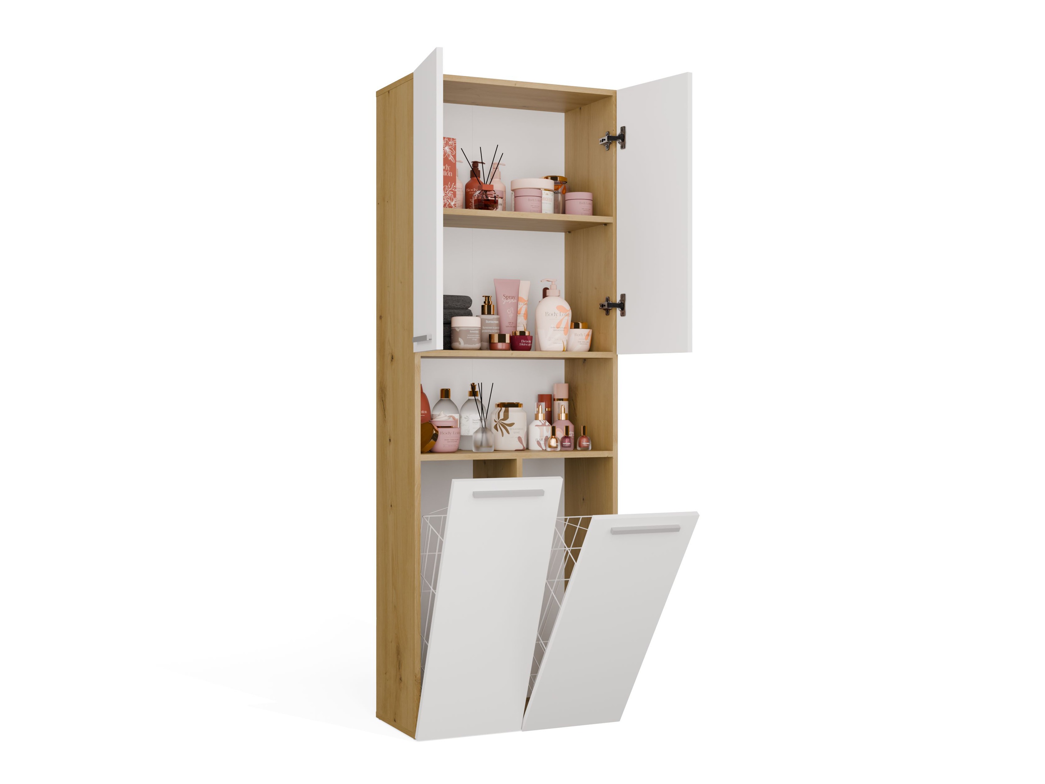 Cabinet de baie neancorat Nolmaru 103 (Stejar artizan + Alb)
