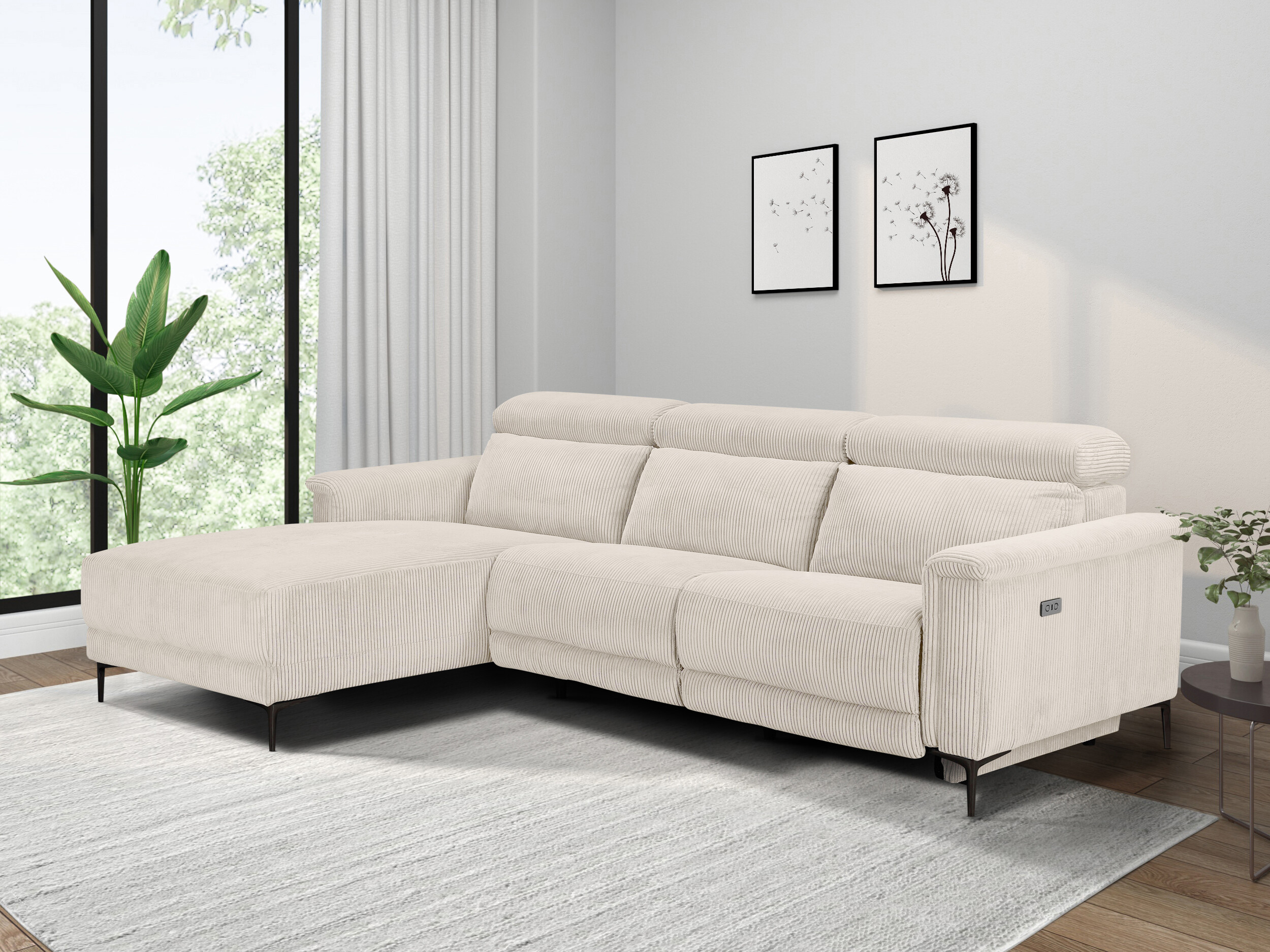 Colțar cu recliner Evamare 105 (Crem)