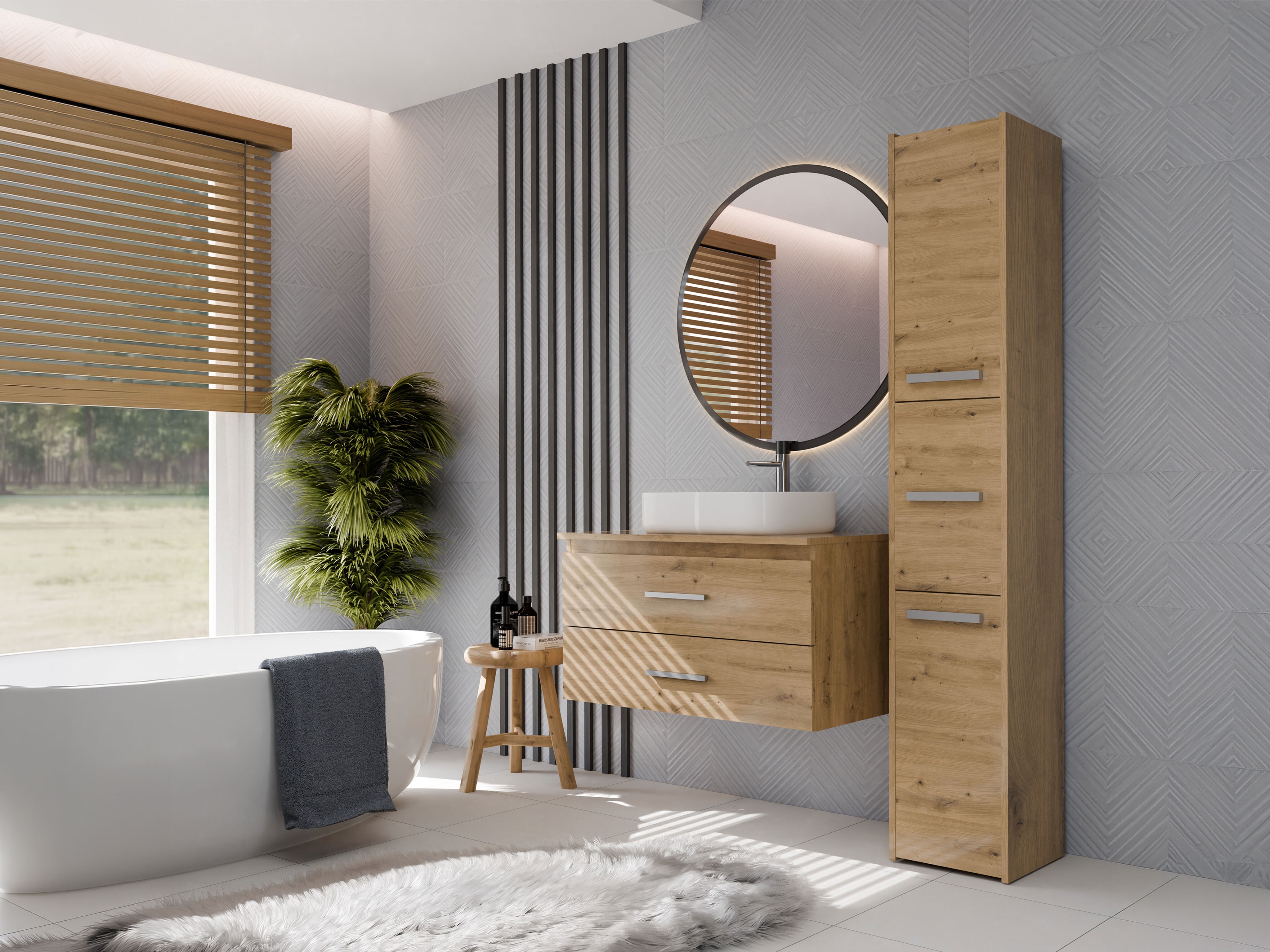 Cabinet atârnat pentru baie Nolmaru 113 (Stejar artizan)
