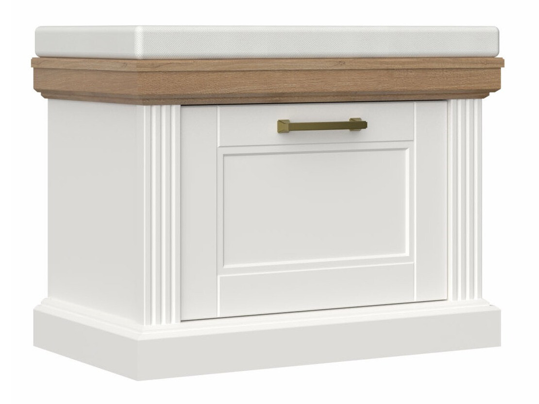 Dulap pantofi Solevu 115 (Alb + Nuc deschis)