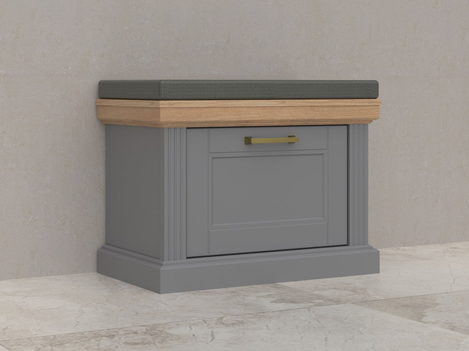 Dulap pantofi Solevu 115 (Grafit + Nuc deschis)