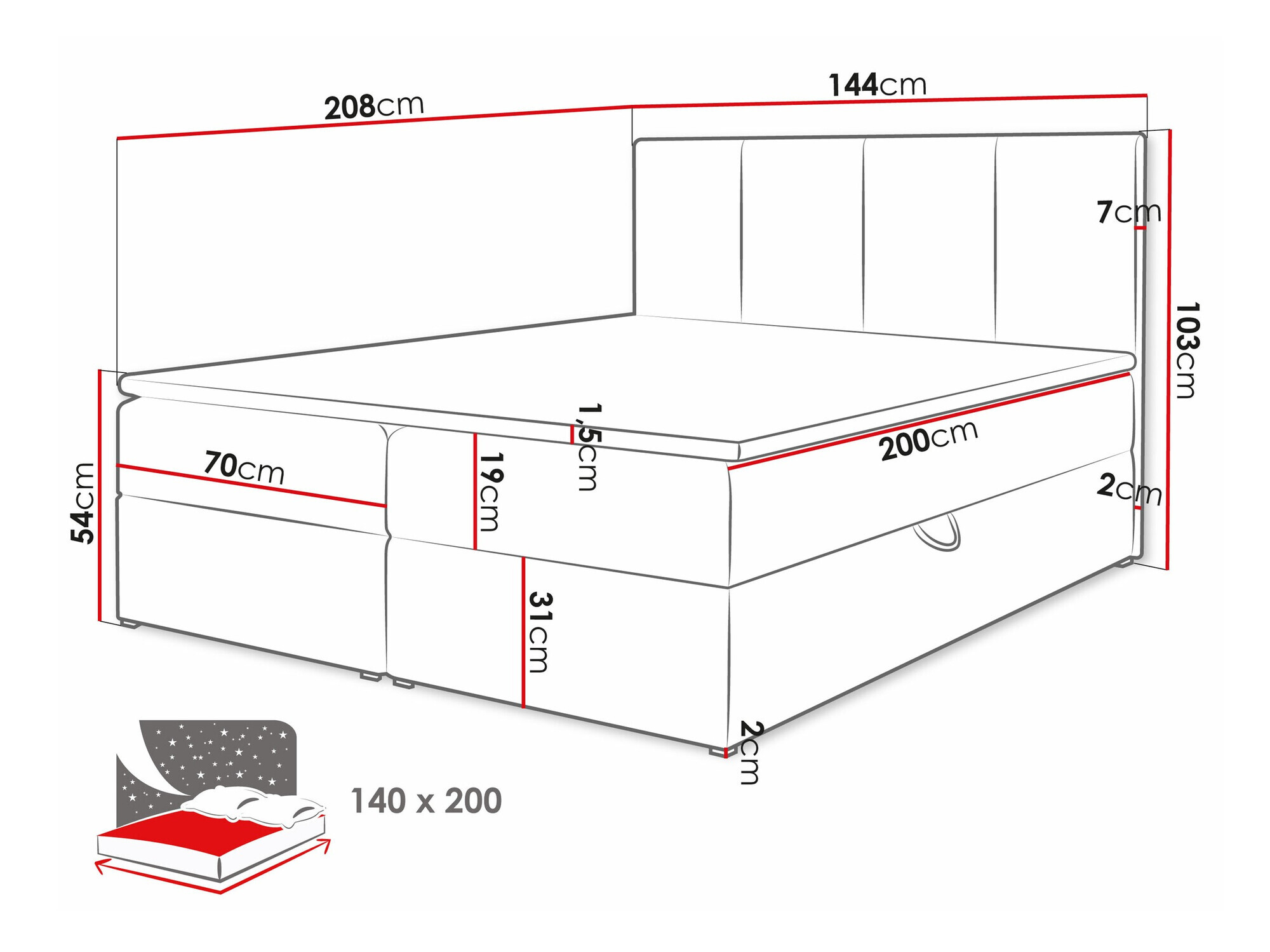 Pat boxspring Oppidum (Lambi 04)