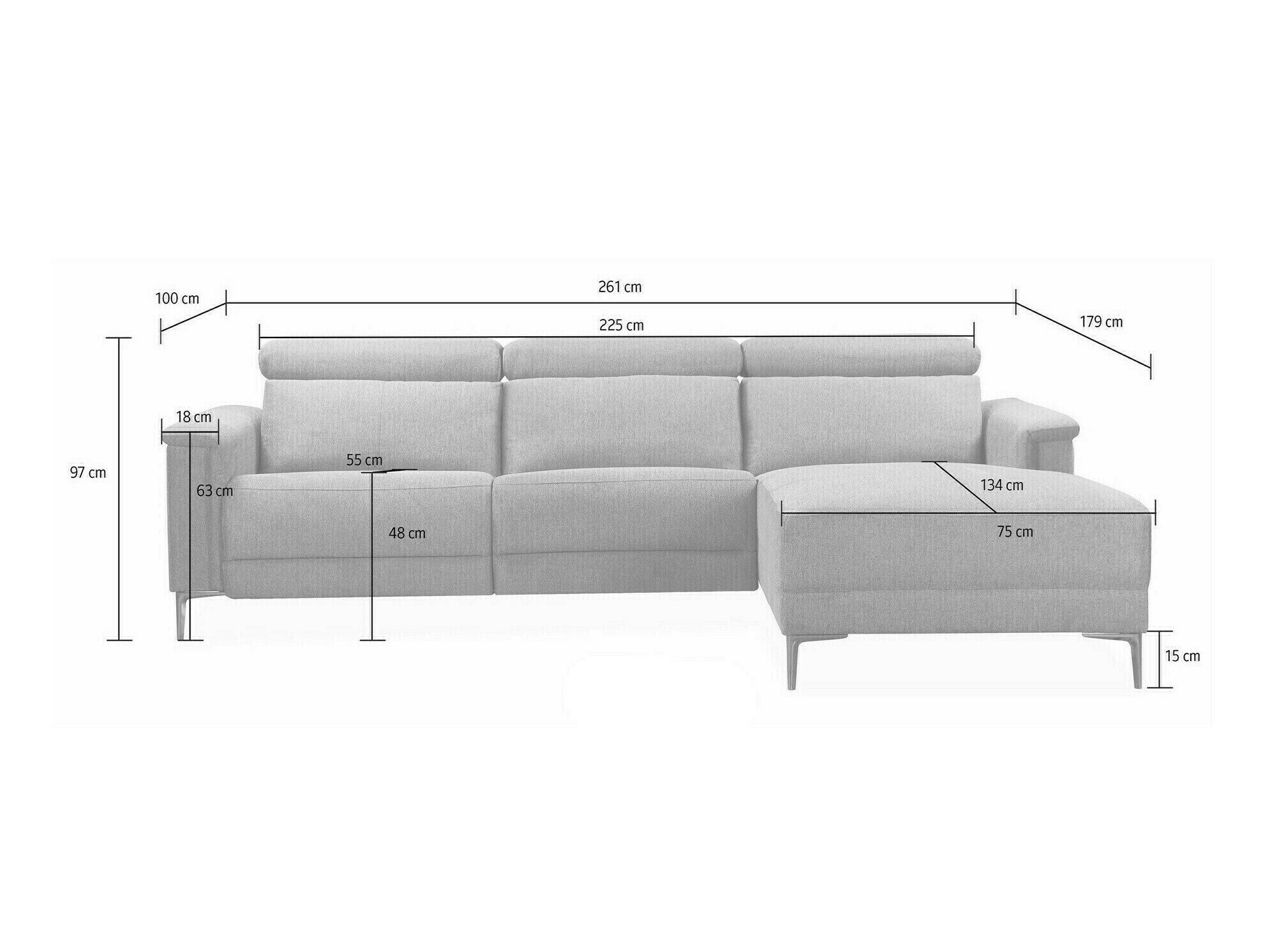 Colțar cu recliner Evamare 105 (Crem)