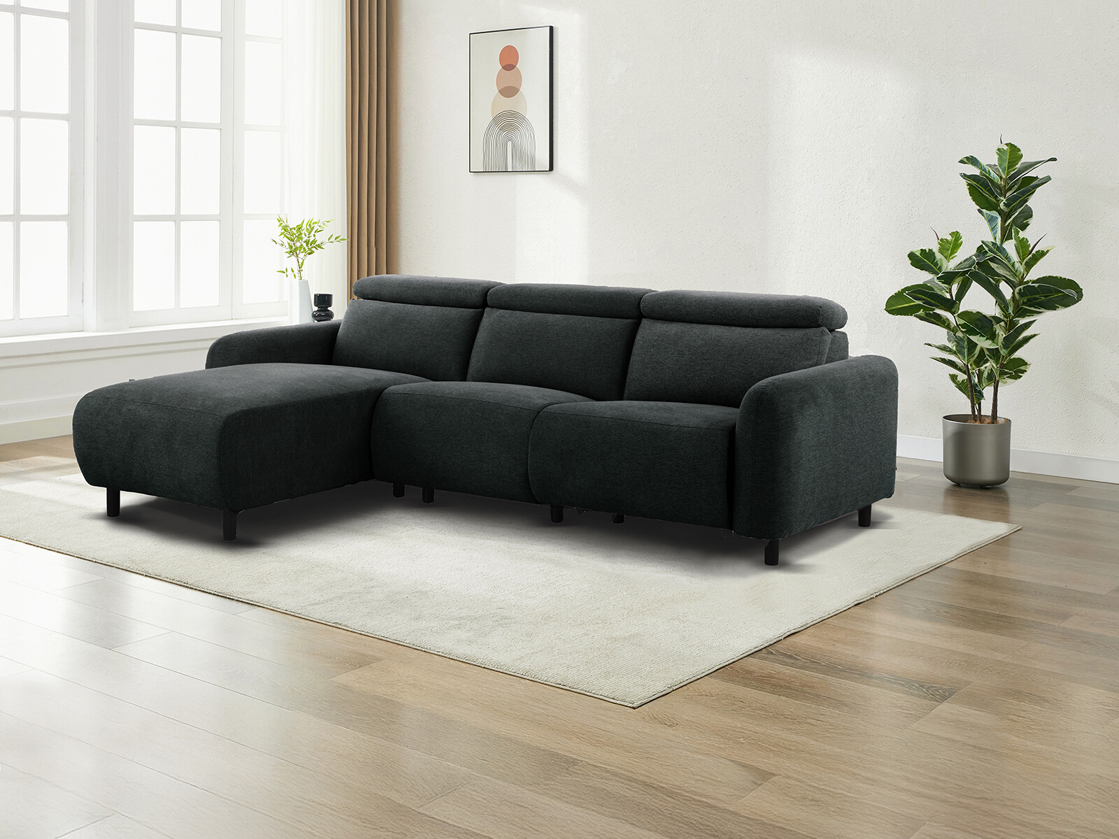 Colțar cu recliner Denton 1509 (Gri inchis)