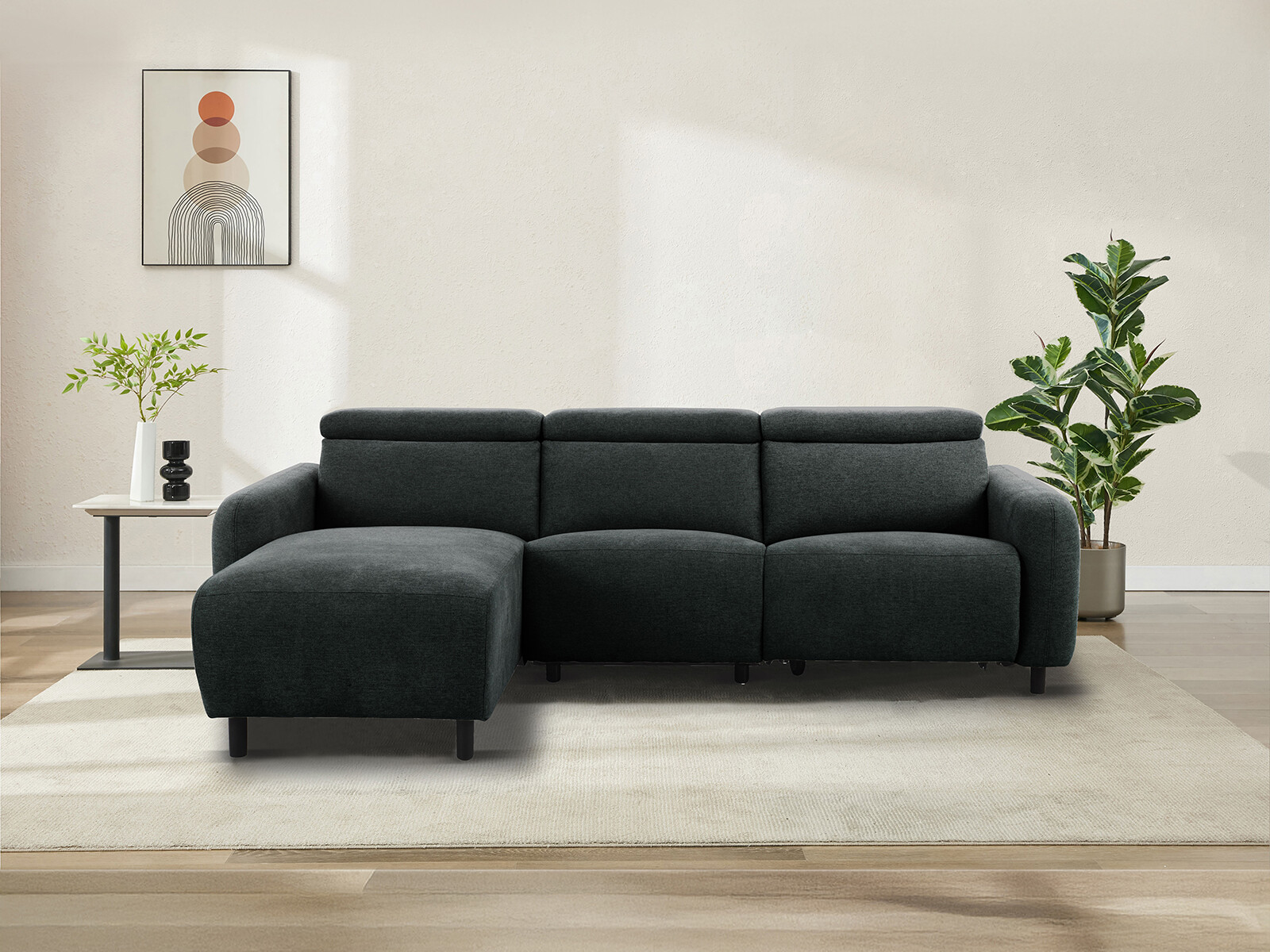 Colțar cu recliner Denton 1509 (Gri inchis)
