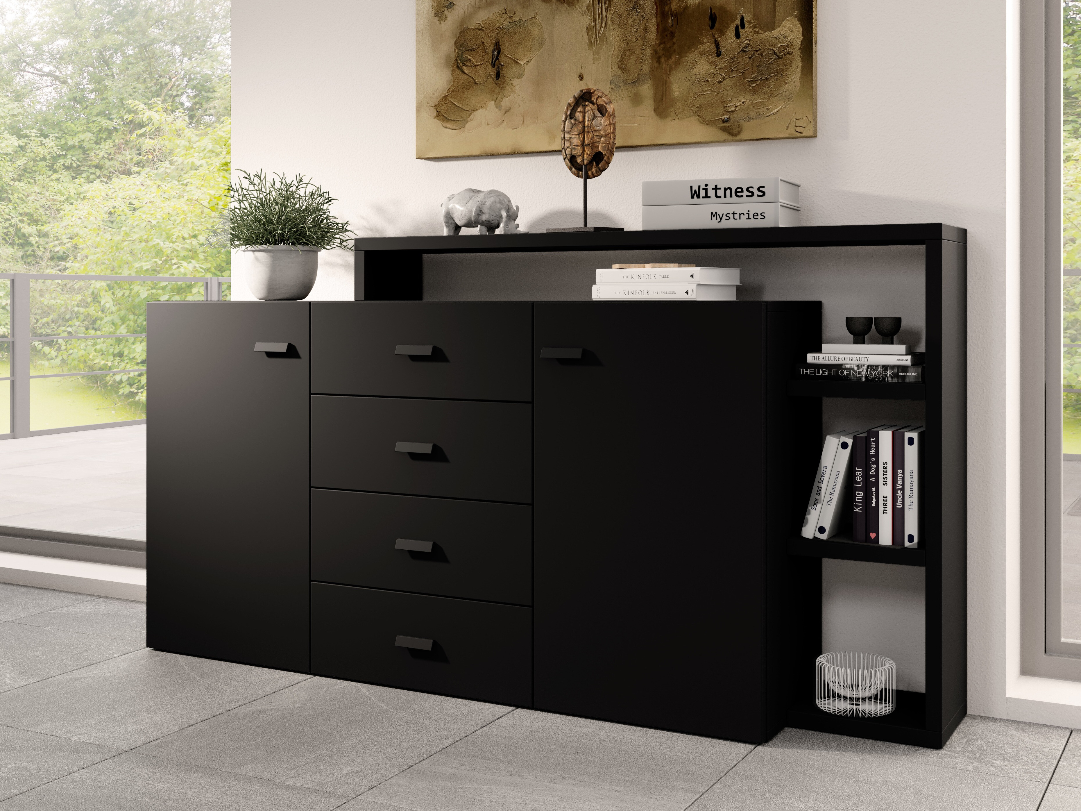 Comodă Lutiva 106 (Negru mat)