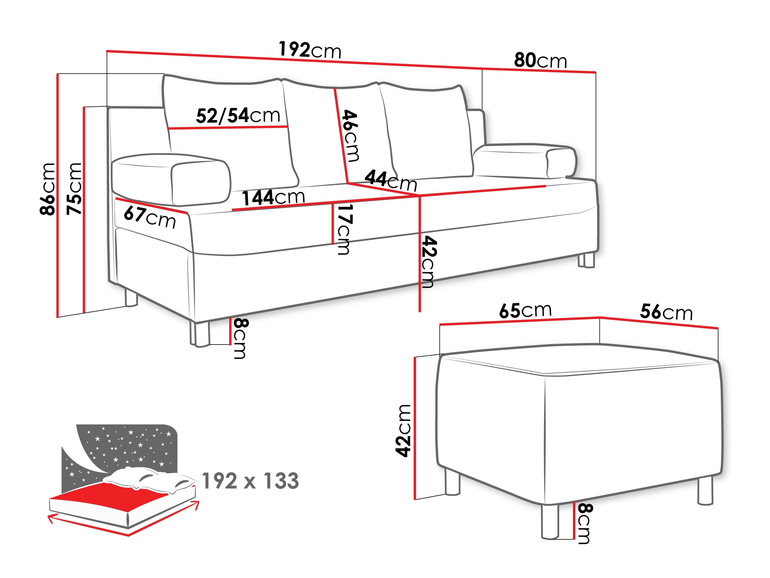 Set mobilier tapițat Comfivo Artes (Bella 40)