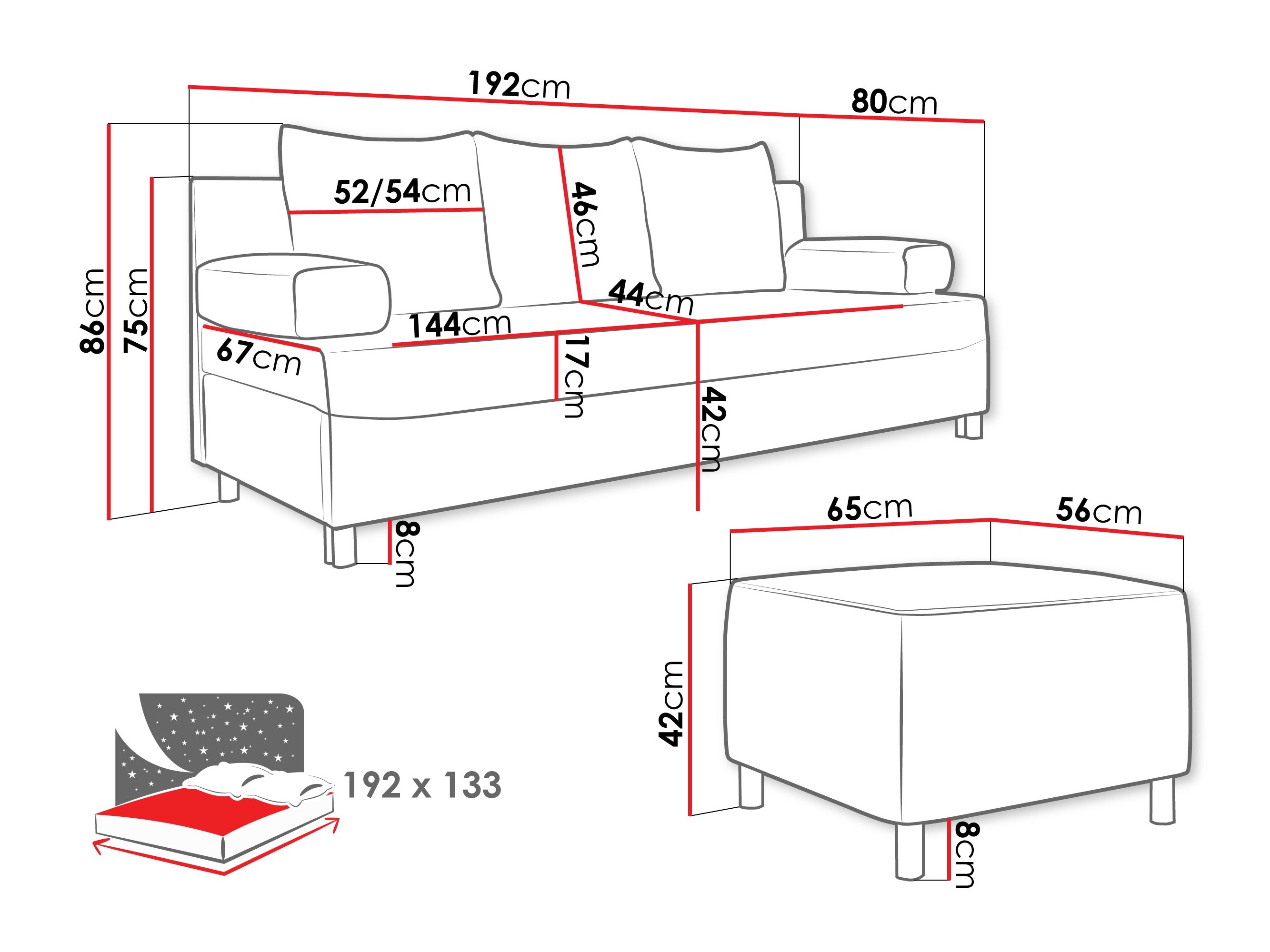 Set mobilier tapițat Comfivo Artes (Fredo 25)