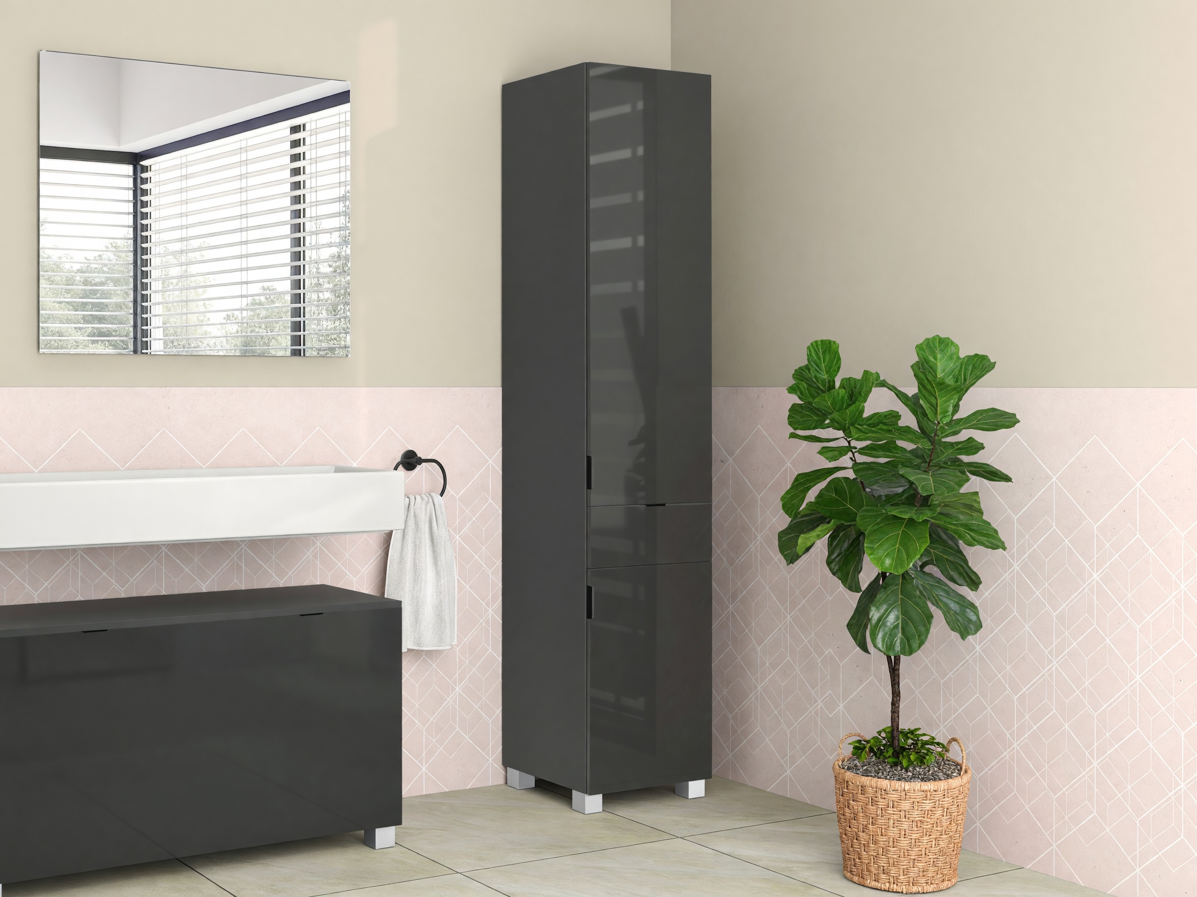 Cabinet de baie neancorat Tivcore 104 (Gri)