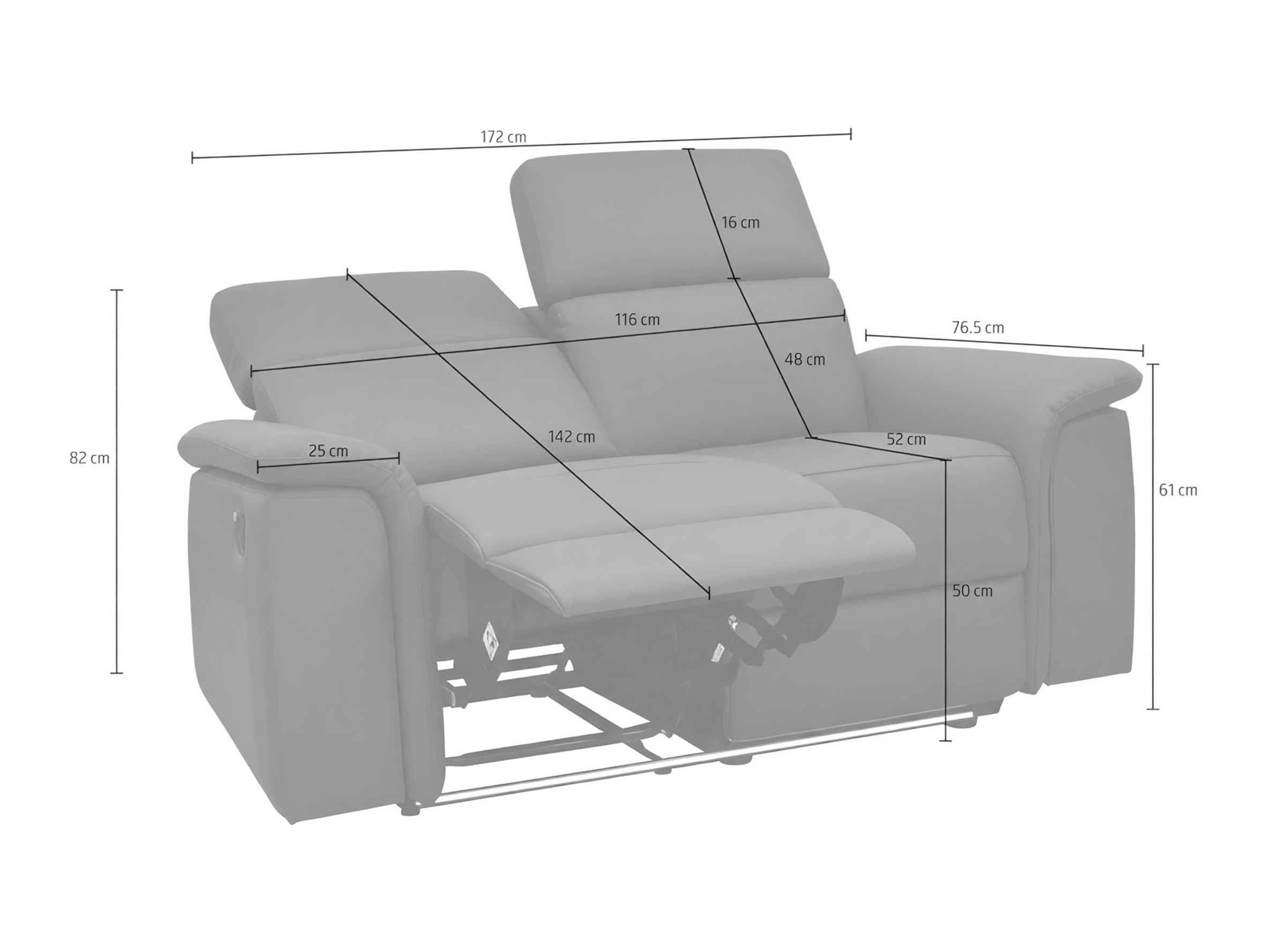 Canapea recliner Beldalo 104 (Gri deschis)
