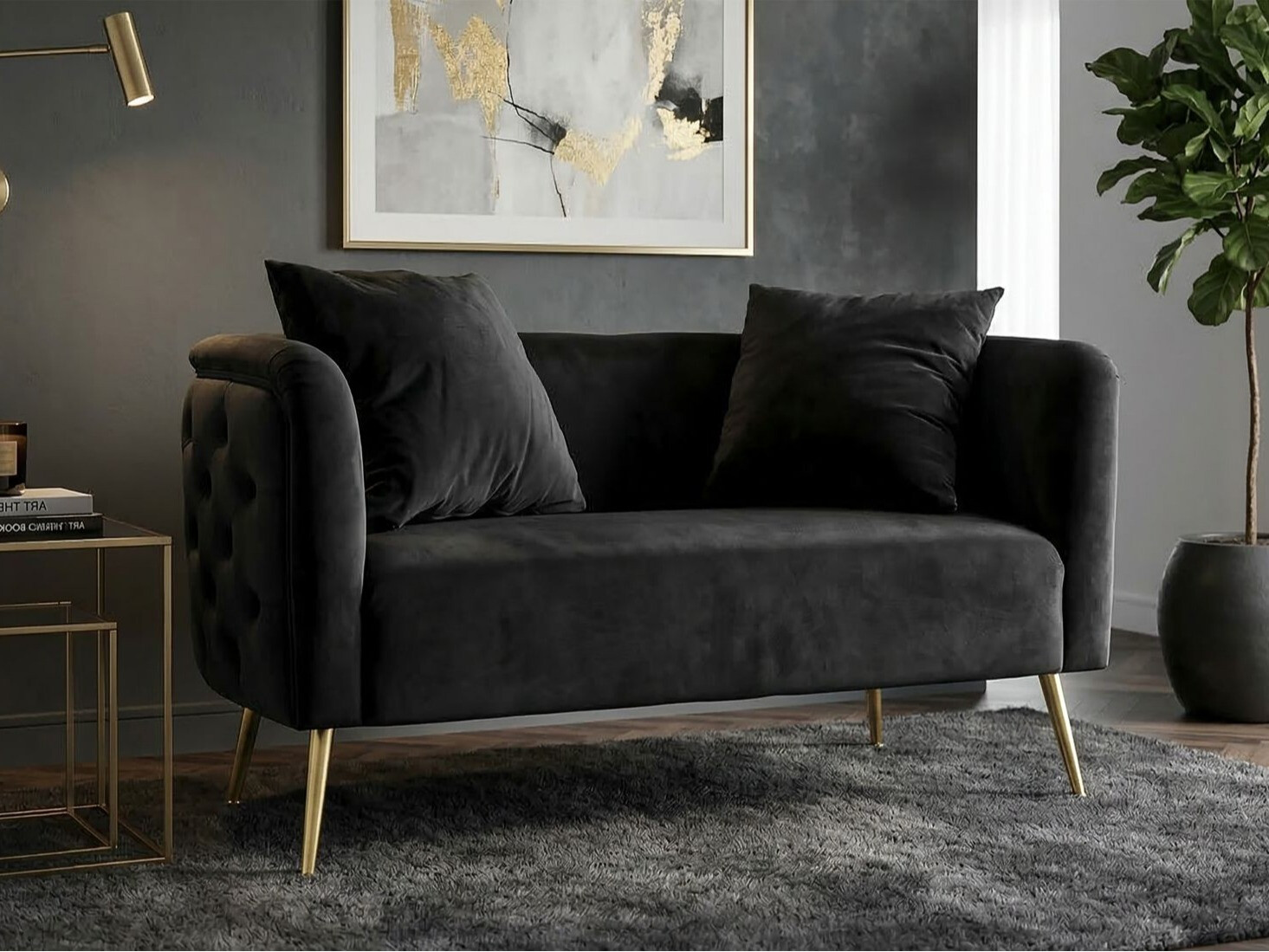 Canapea chesterfield Farmington 162 (Negru)