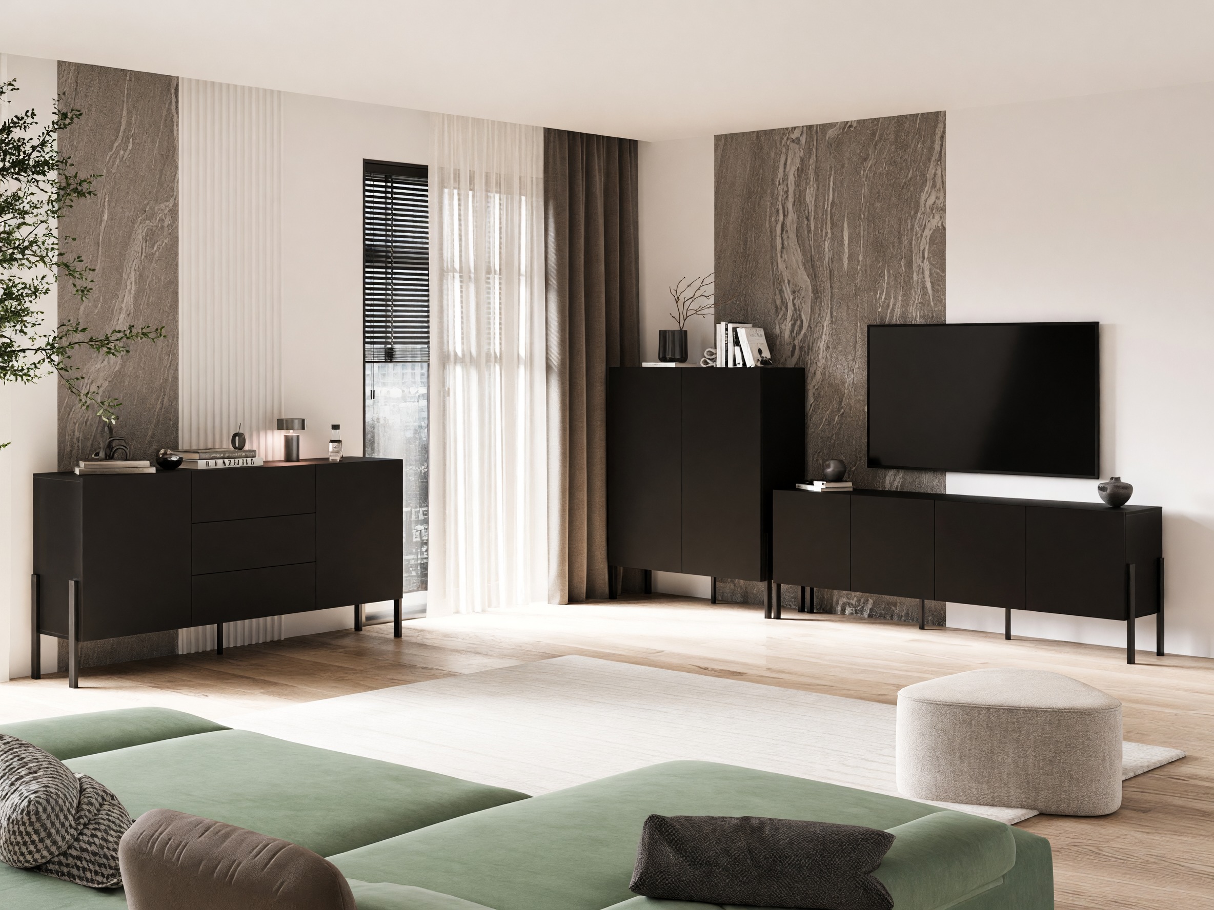 Set de living Etsore 105 (Negru)