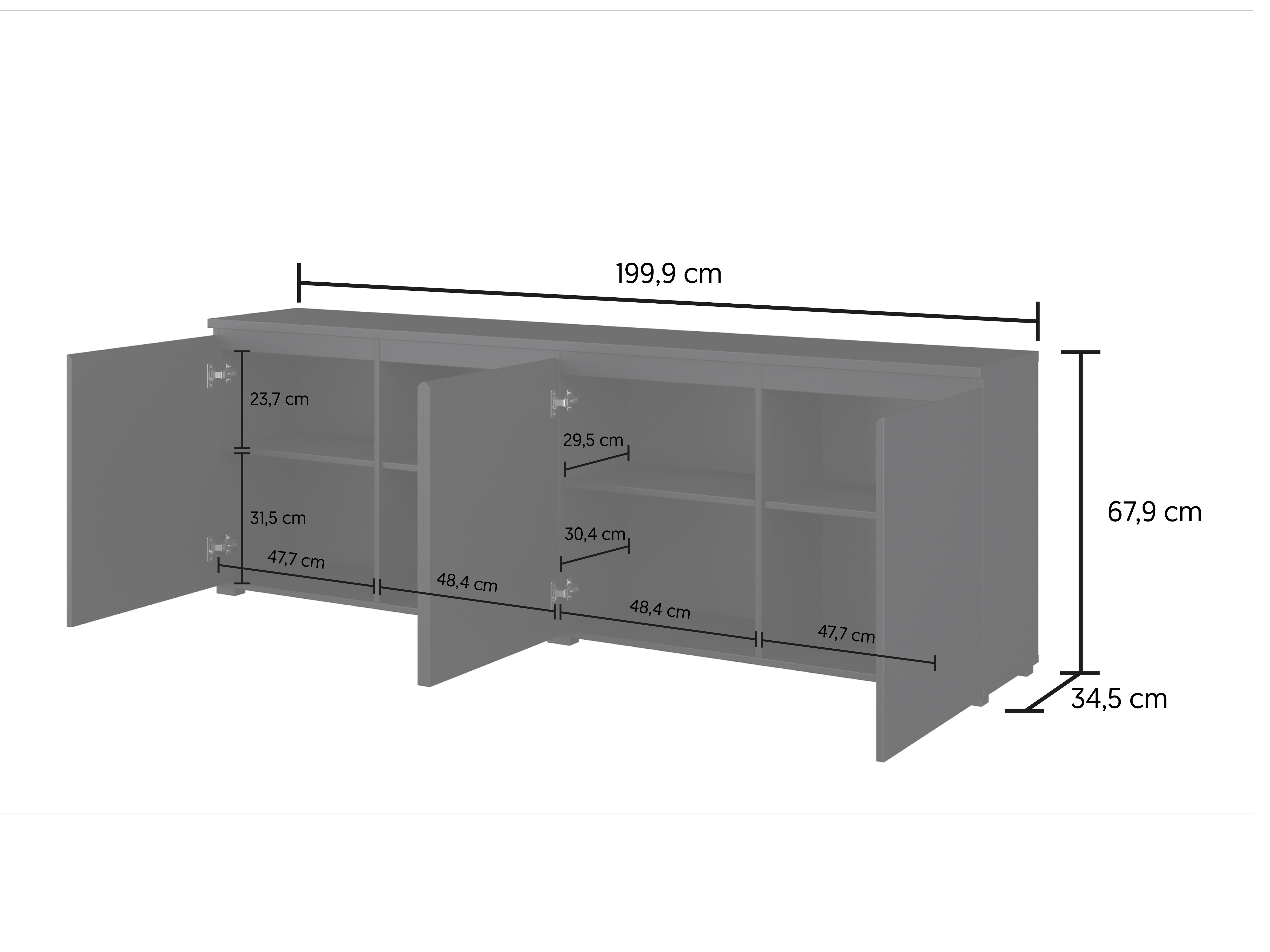 Bufet Baletu 105 (Negru + Stejar)