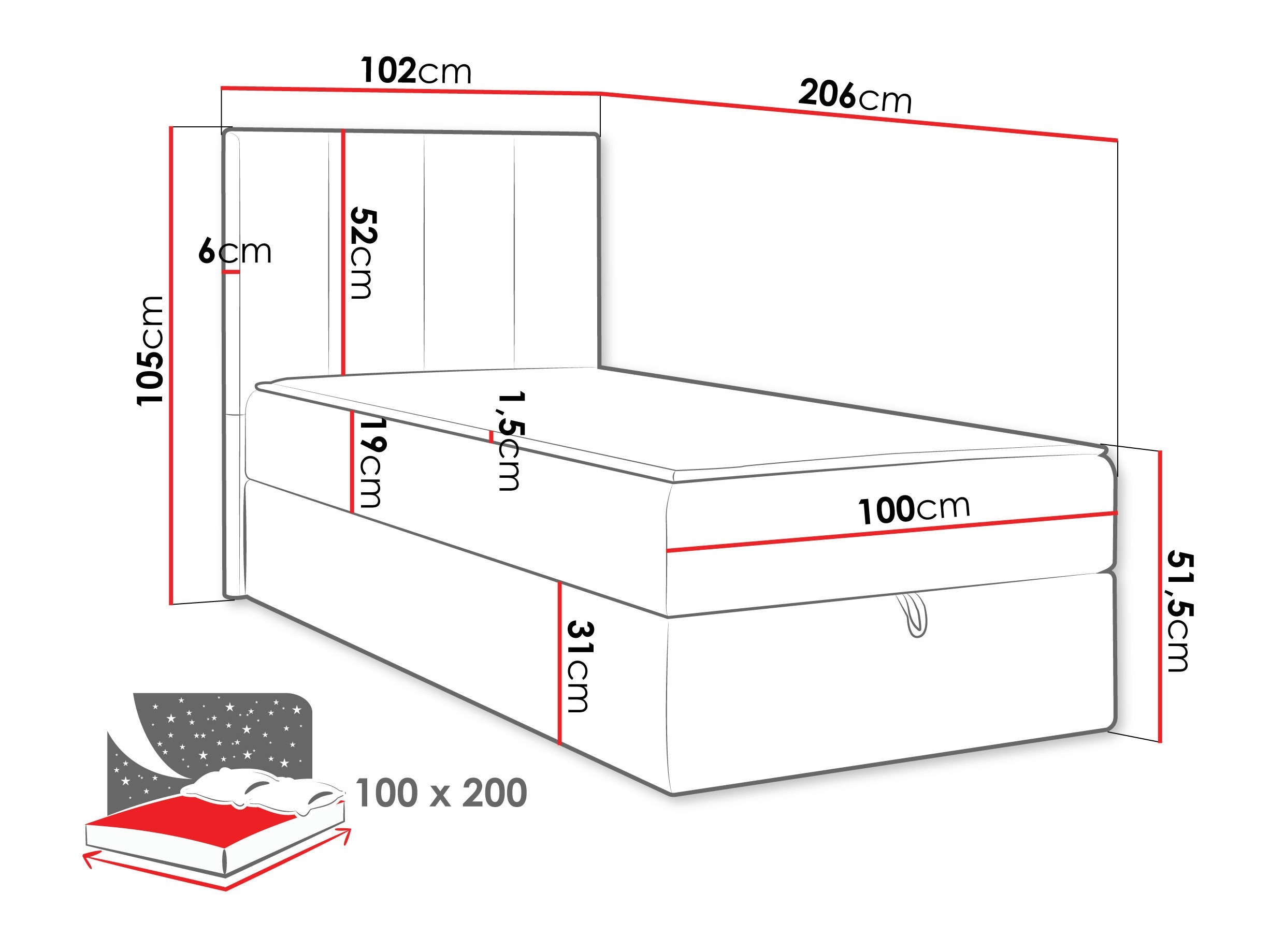 Pat boxspring Oppidum I (Polo 882)