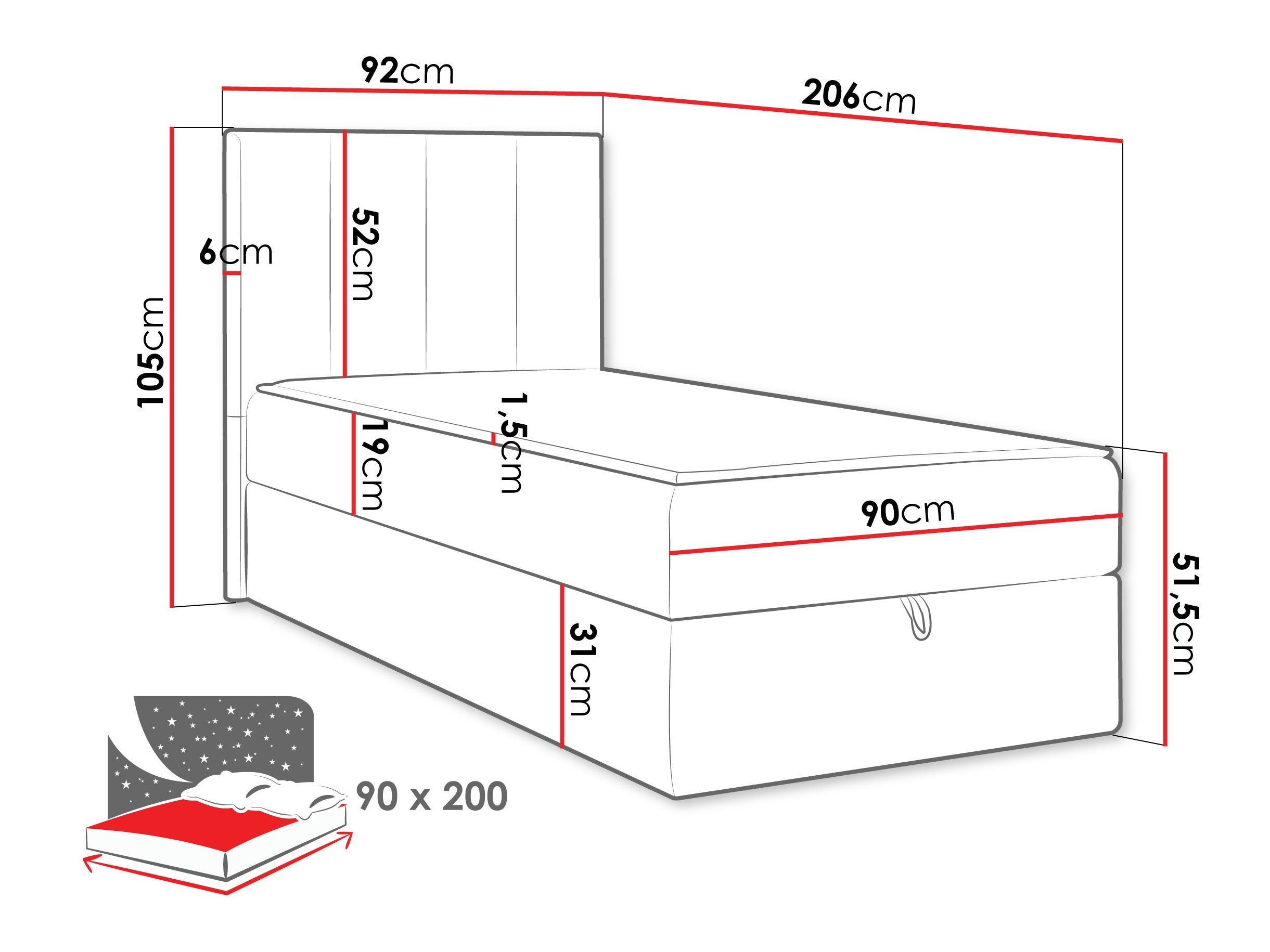 Pat boxspring Oppidum I (Polo 889)