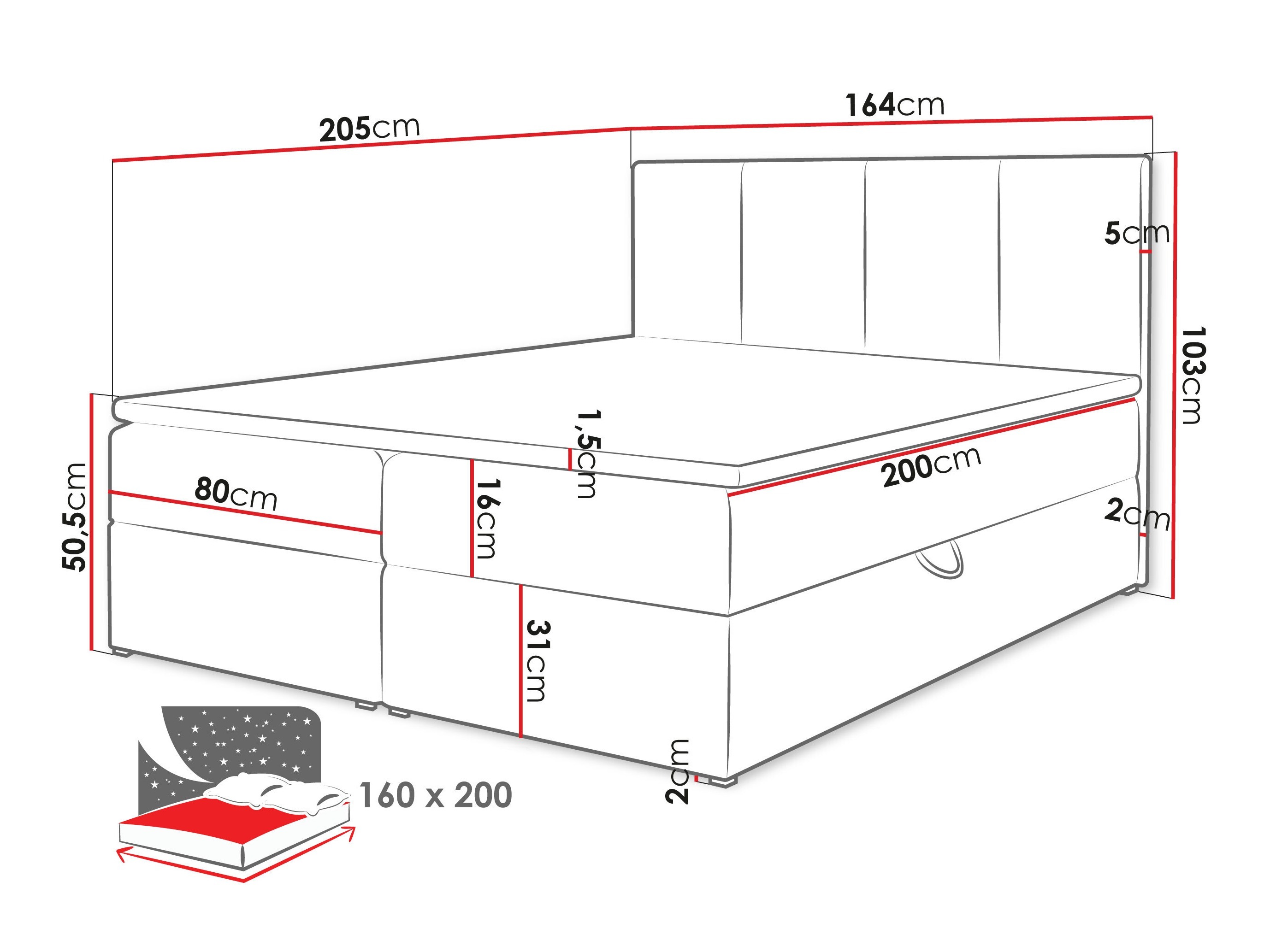 Pat boxspring Oppidum (Polo 891)