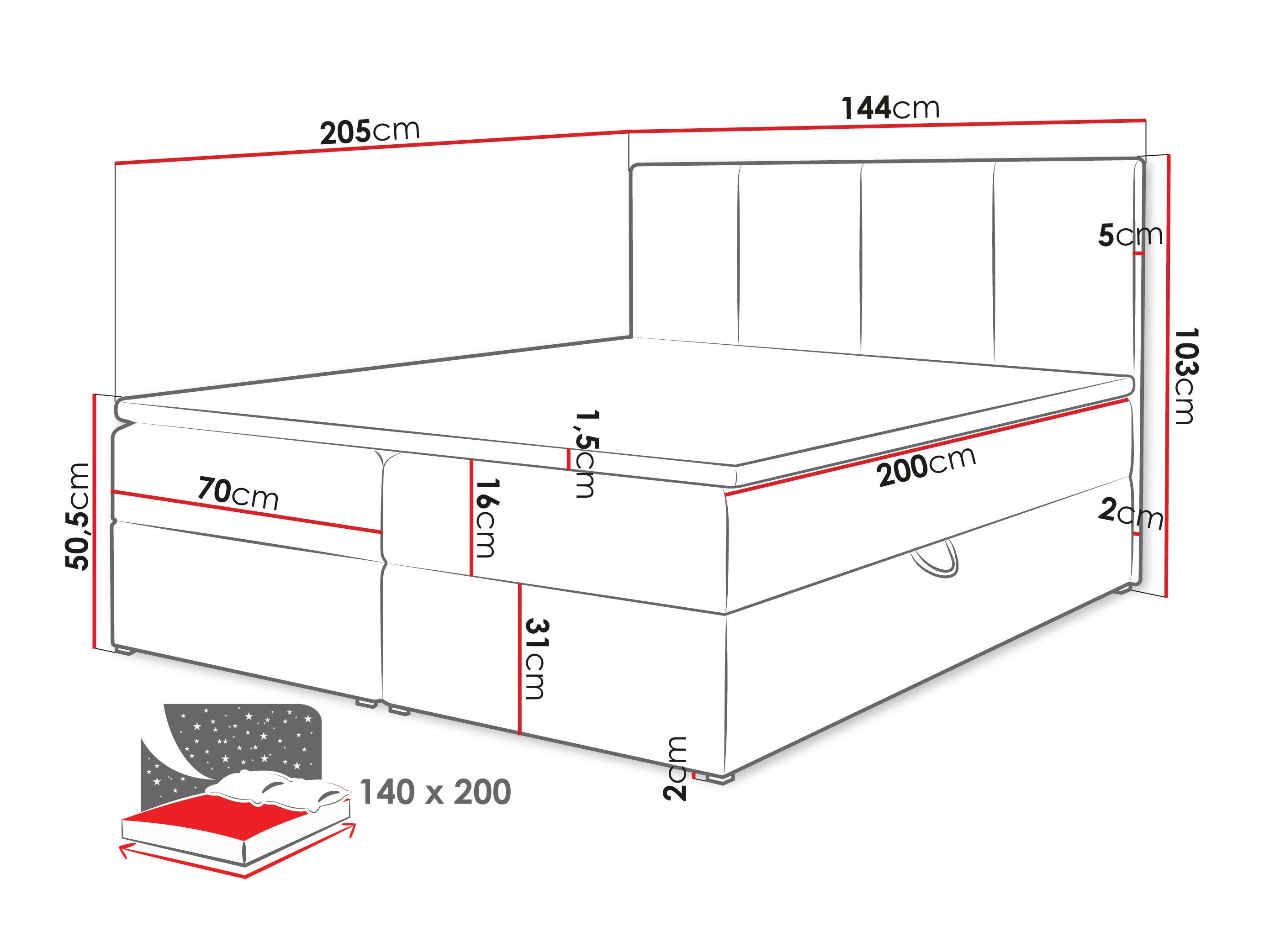 Pat boxspring Oppidum (Polo 897)