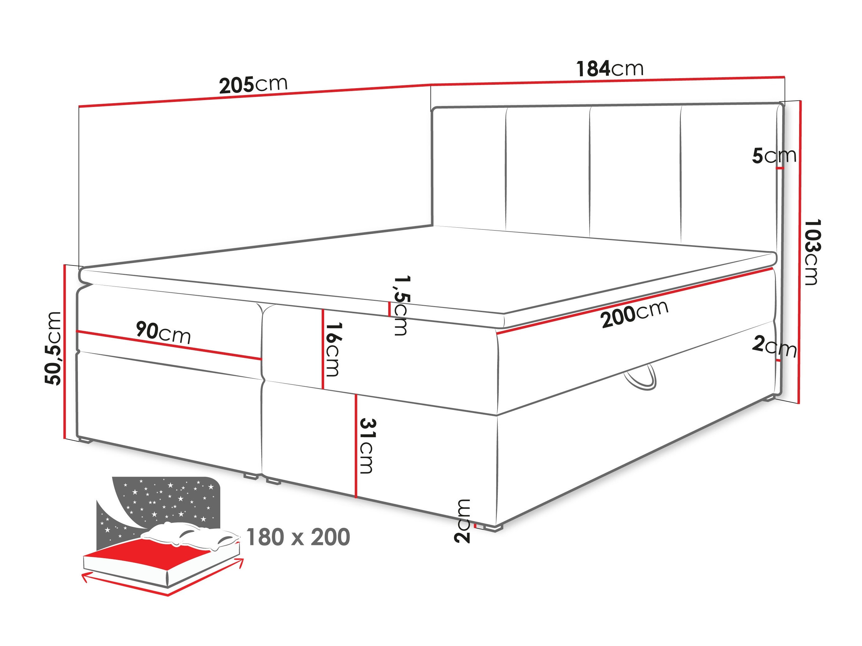 Pat boxspring Oppidum (Polo 897)