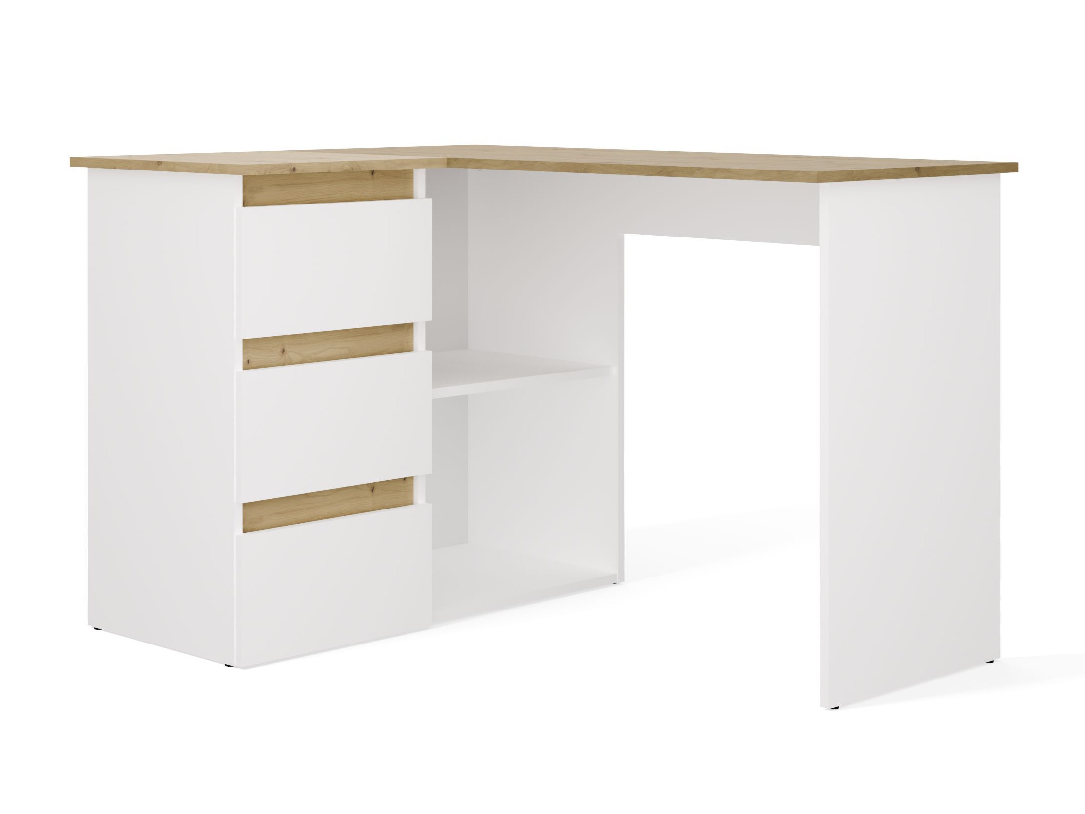 Birou de colt Mandeville 365 (Stejar artizan + Alb)