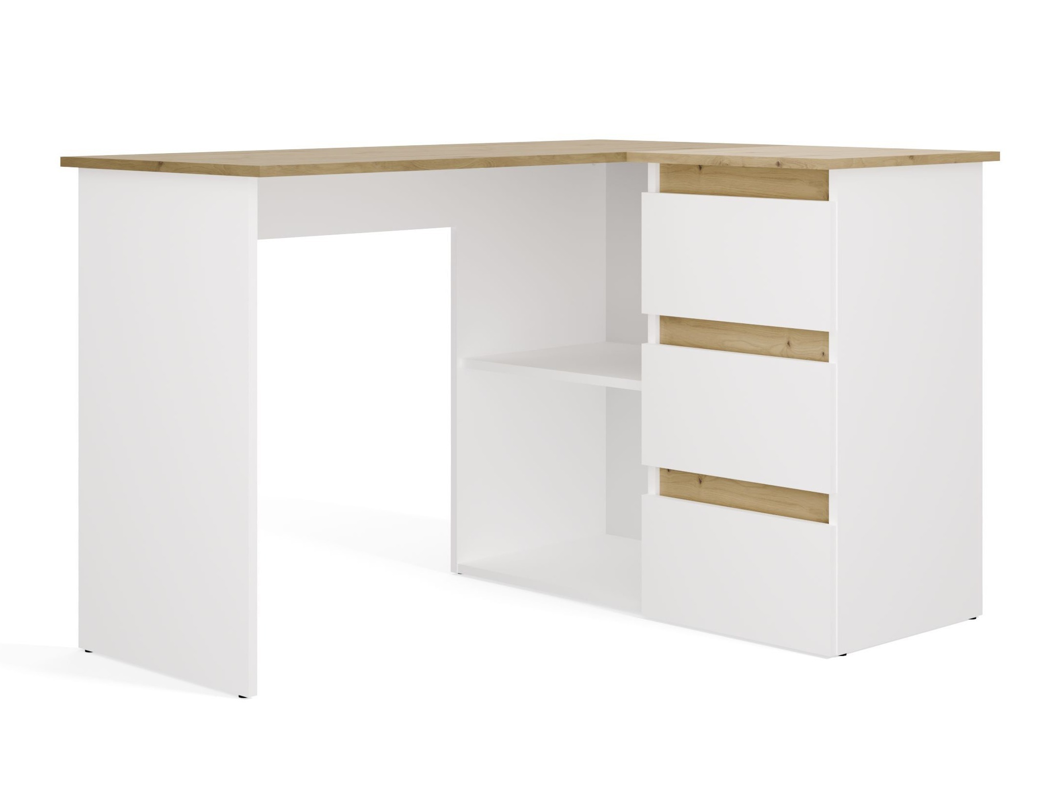 Birou de colt Mandeville 365 (Stejar artizan + Alb)
