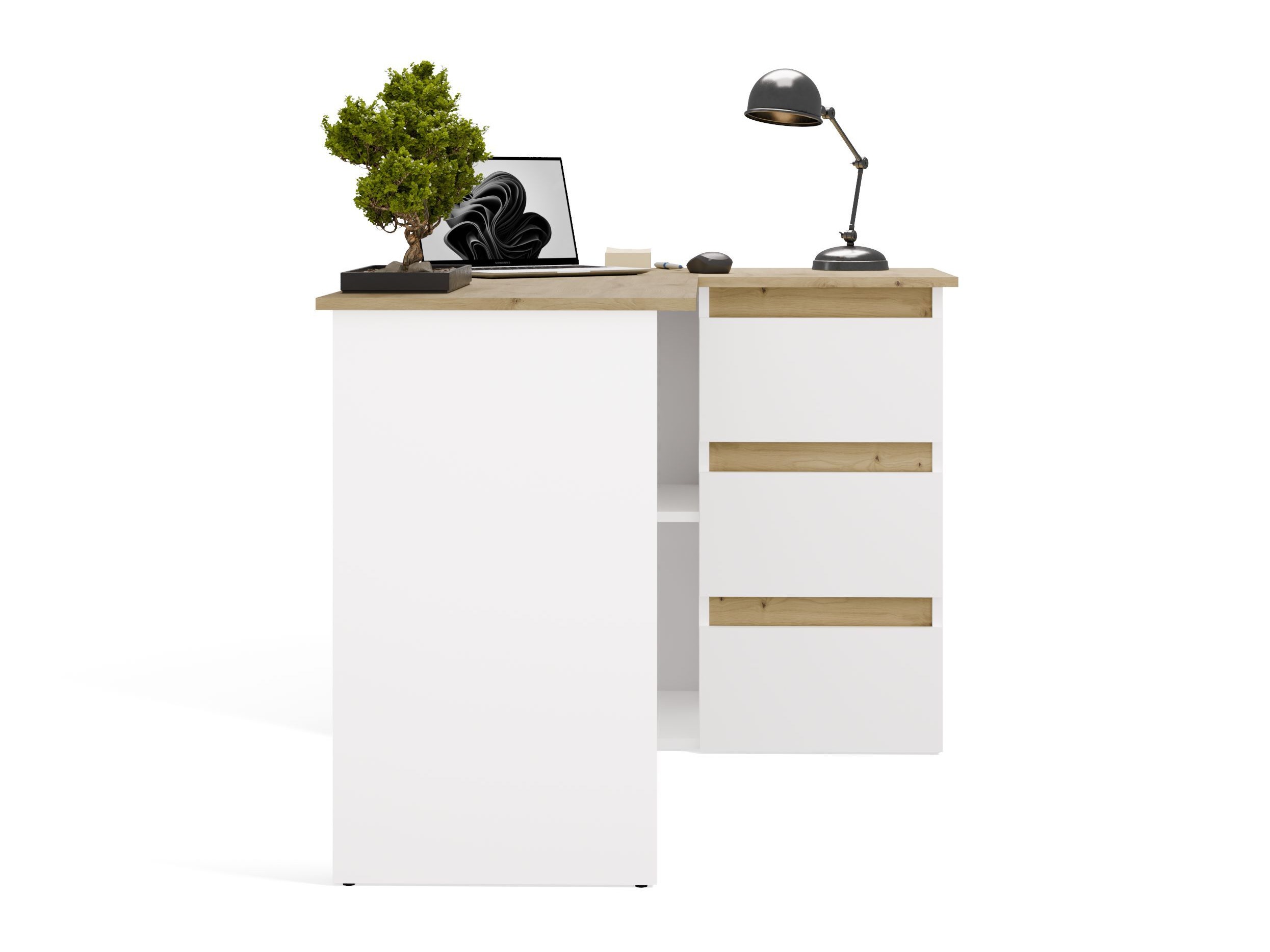 Birou de colt Mandeville 365 (Stejar artizan + Alb)