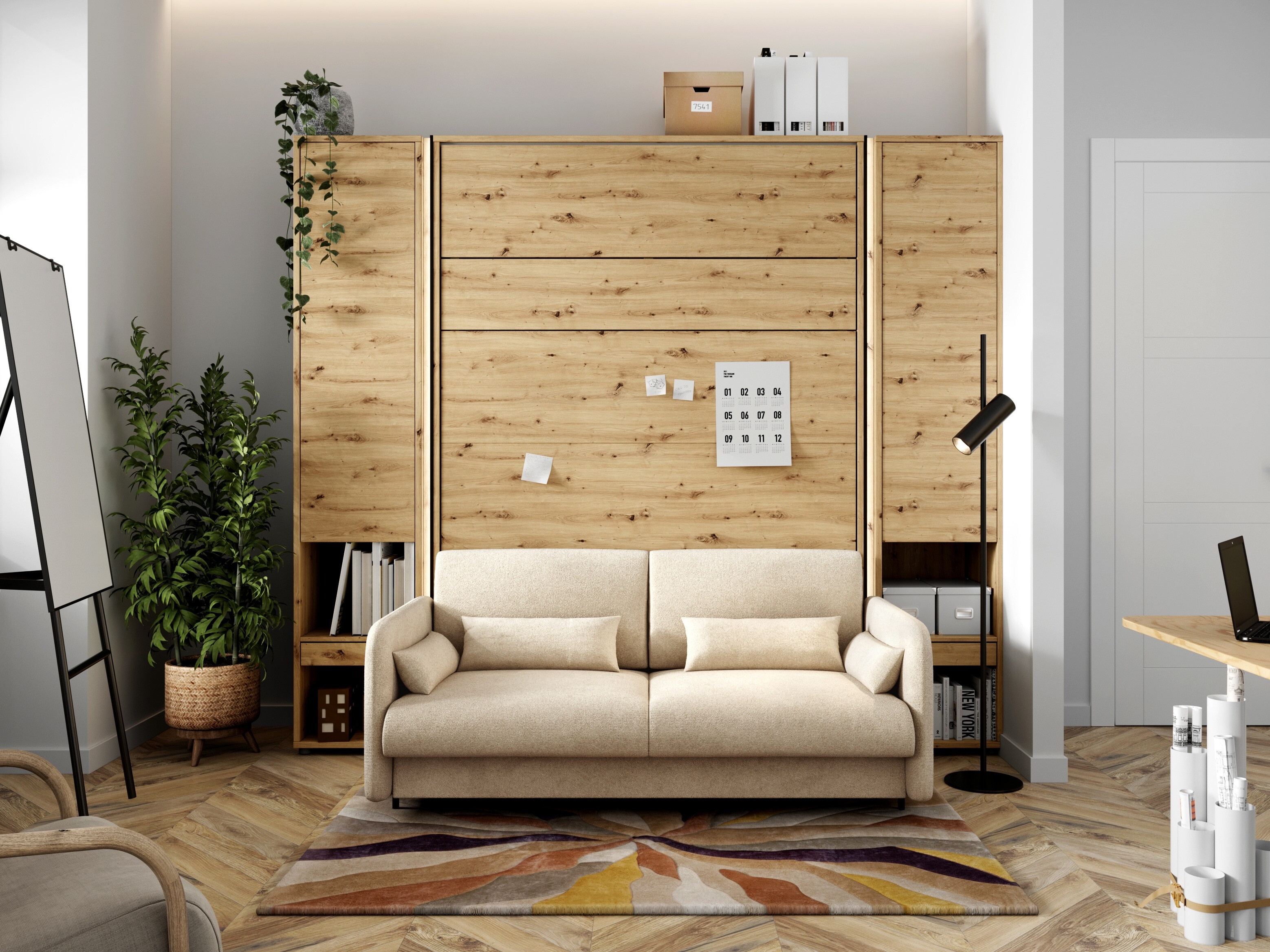 Set de mobilier Concept Lenart VI (Stejar artizan + Bej)