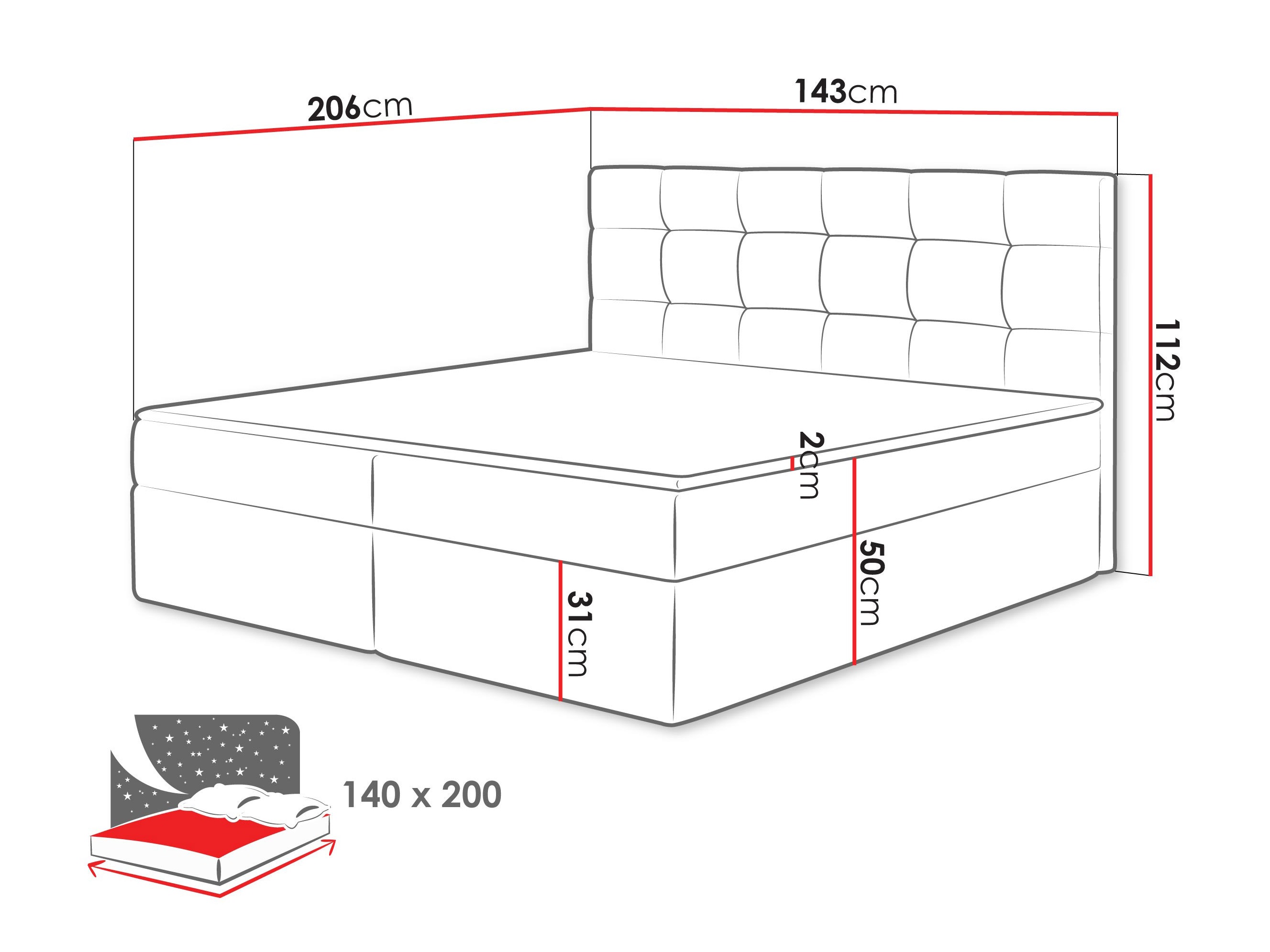 Pat boxspring Comfivo Osculum I (Soft 017)