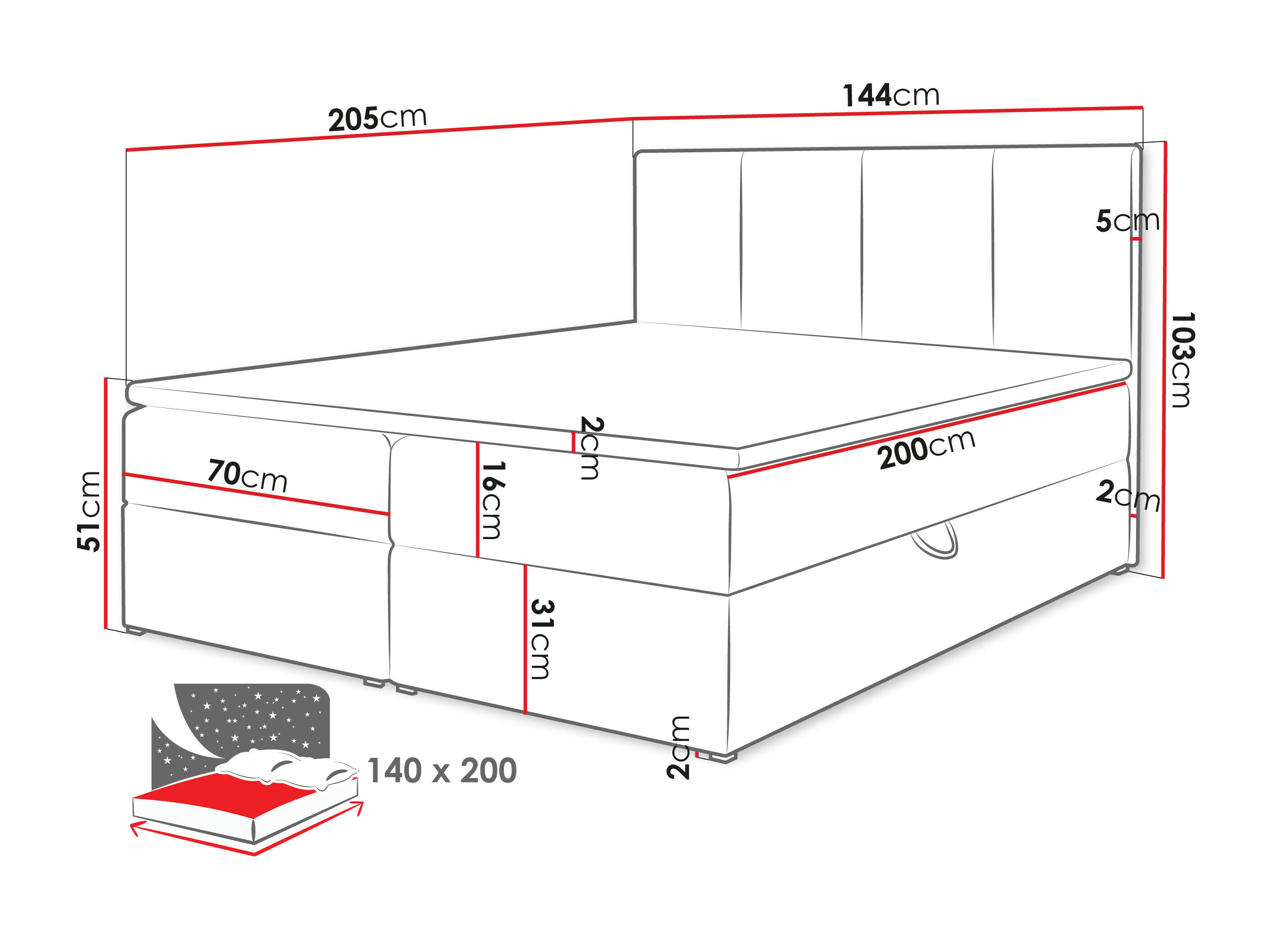 Pat boxspring Oppidum (Lambi 08)