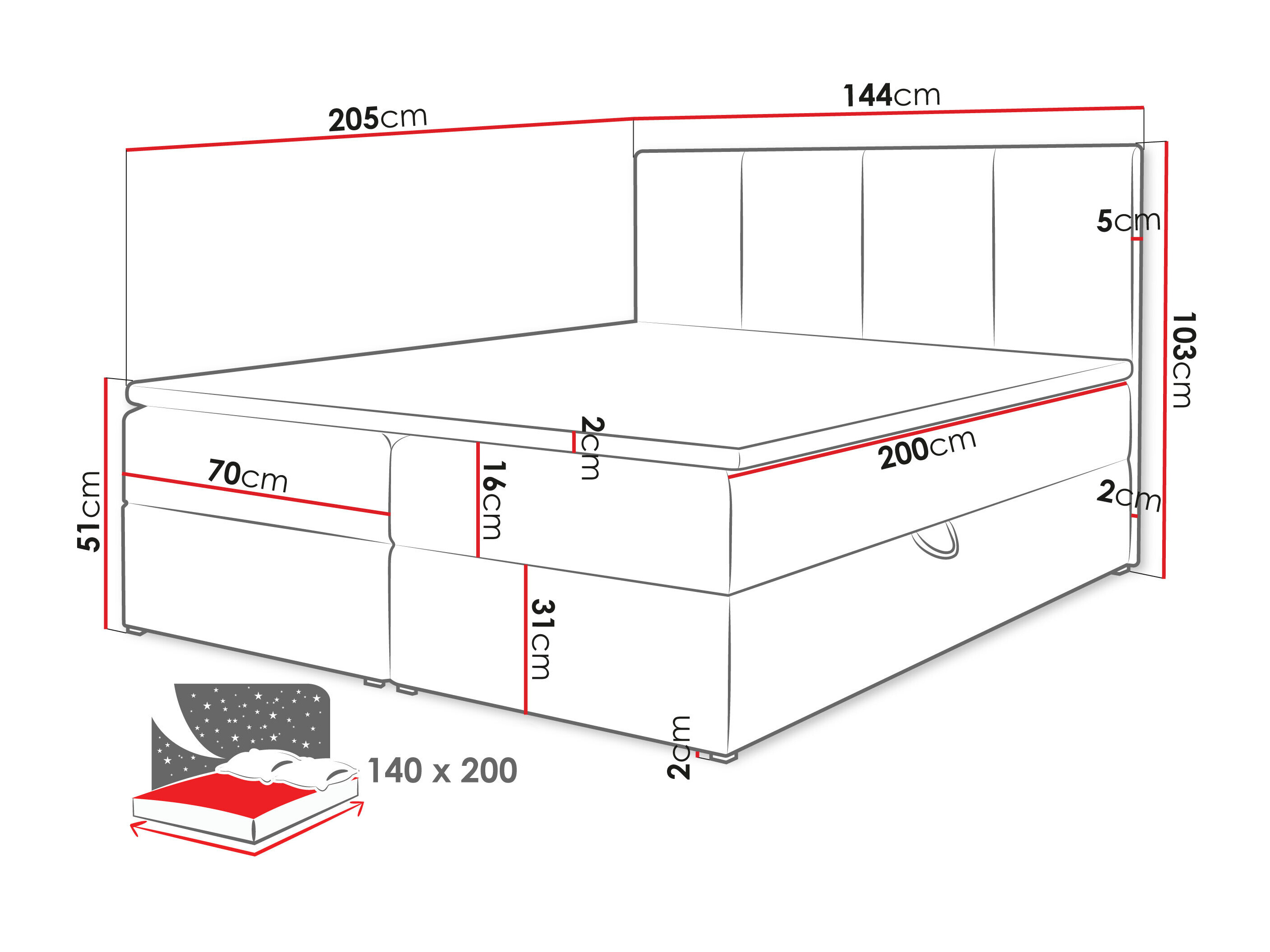 Pat boxspring Oppidum (Polo 872)