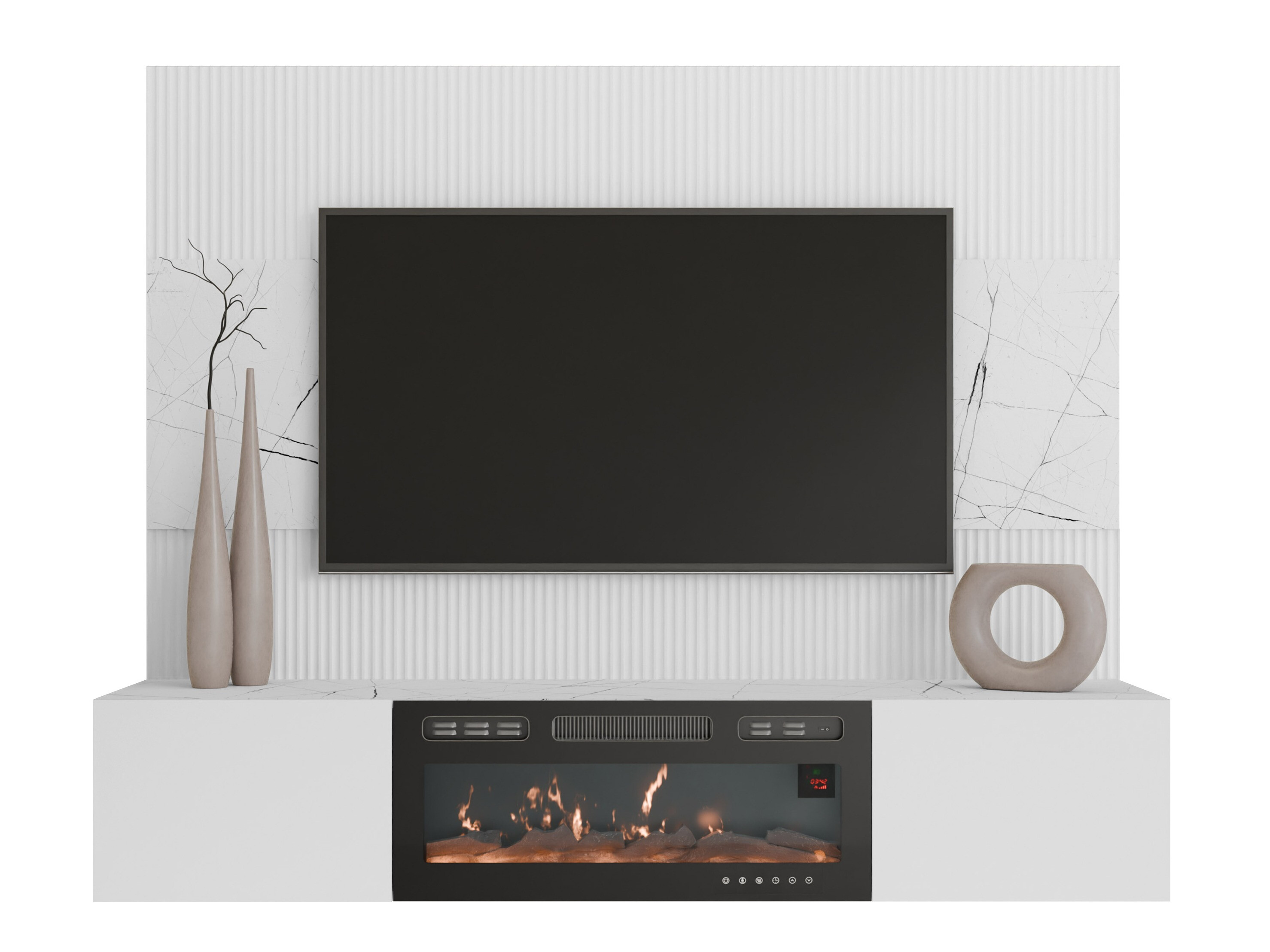 Set de living Comfivo Salix VII (Alb + Marmură albă)