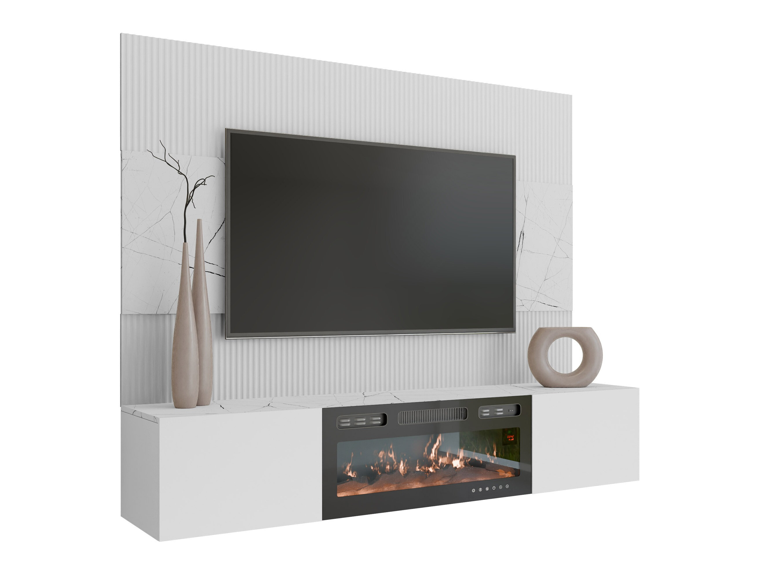 Set de living Comfivo Salix VII (Alb + Marmură albă)