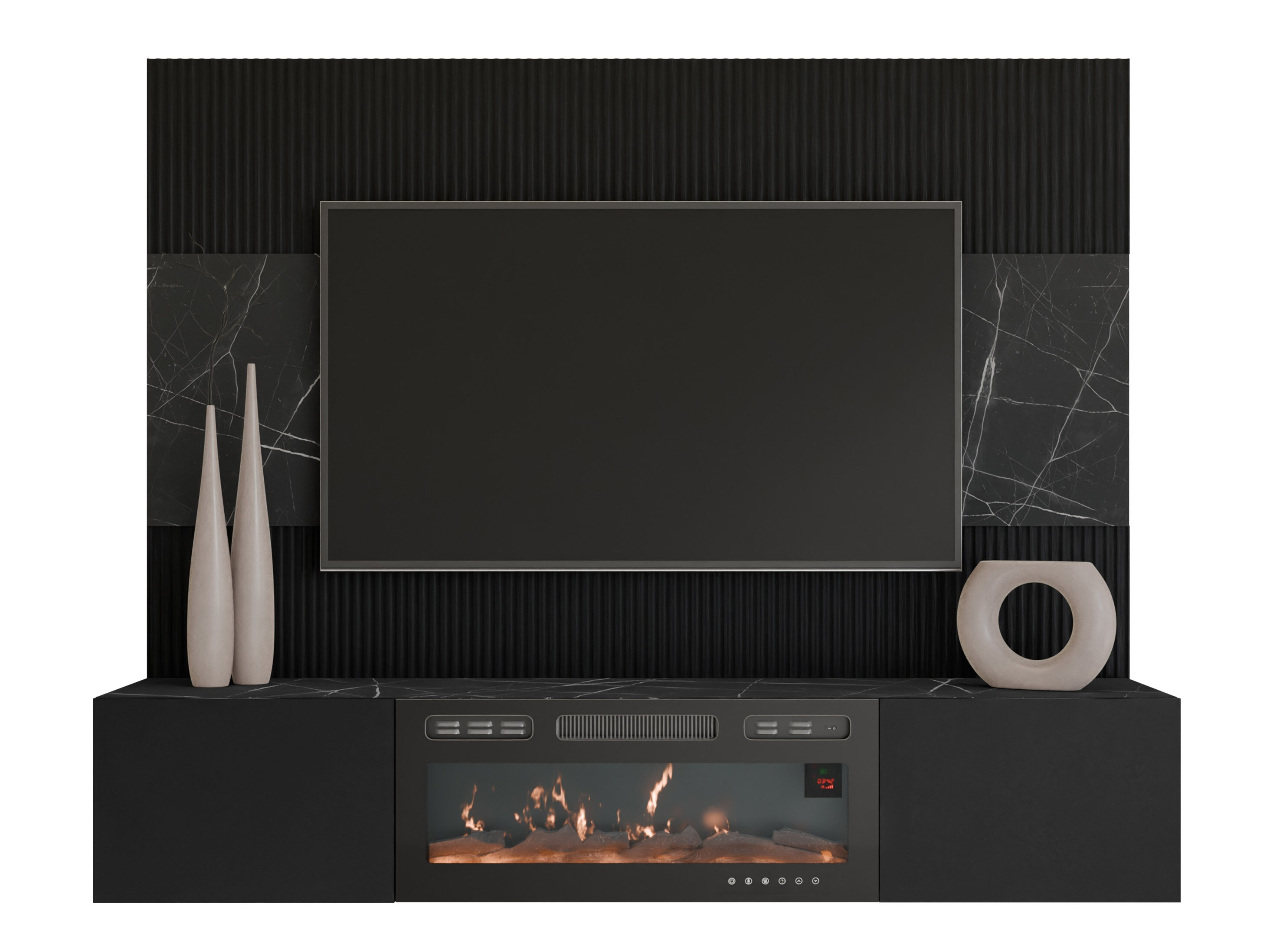 Set de living Comfivo Salix VII (Negru + Marmură neagră)