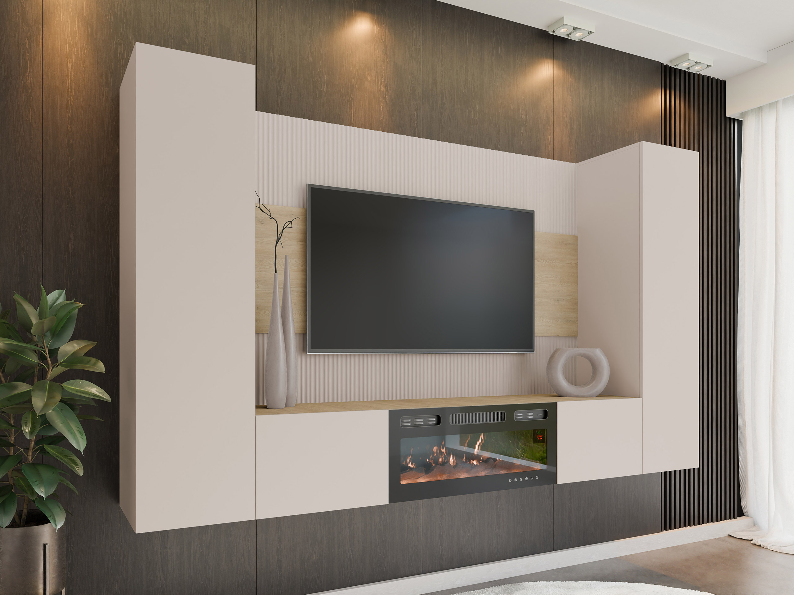 Set de living Comfivo Salix VIII (Bej + Stejar Cremona)