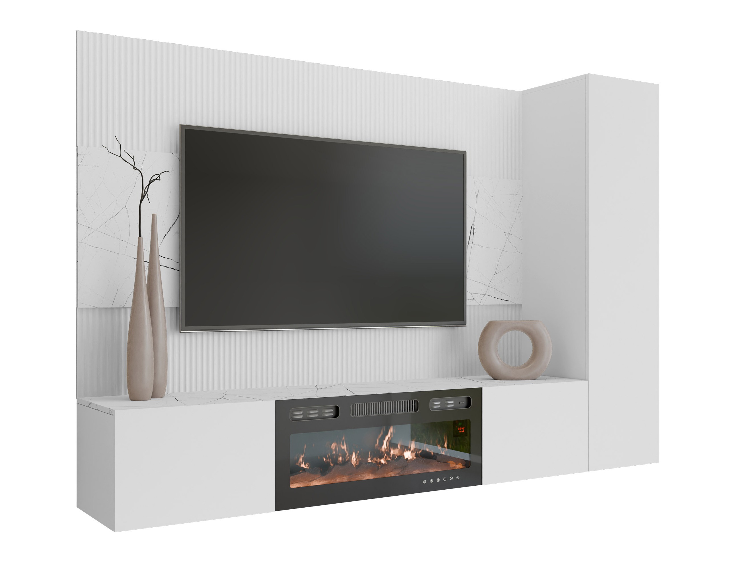 Set de living Comfivo Salix IX (Alb + Marmură albă)