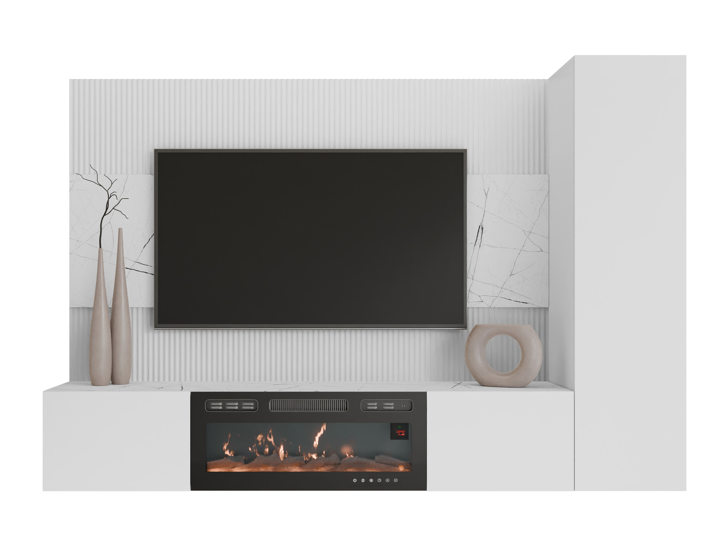 Set de living Comfivo Salix IX (Alb + Marmură albă)