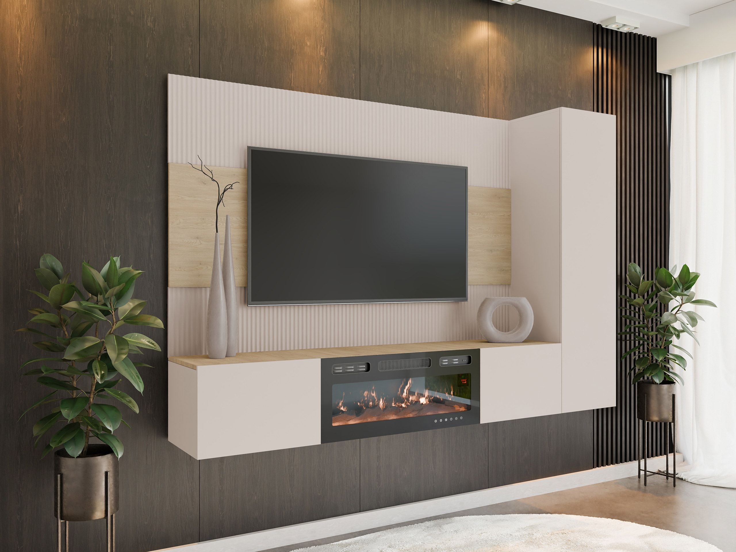 Set de living Comfivo Salix IX (Bej + Stejar Cremona)