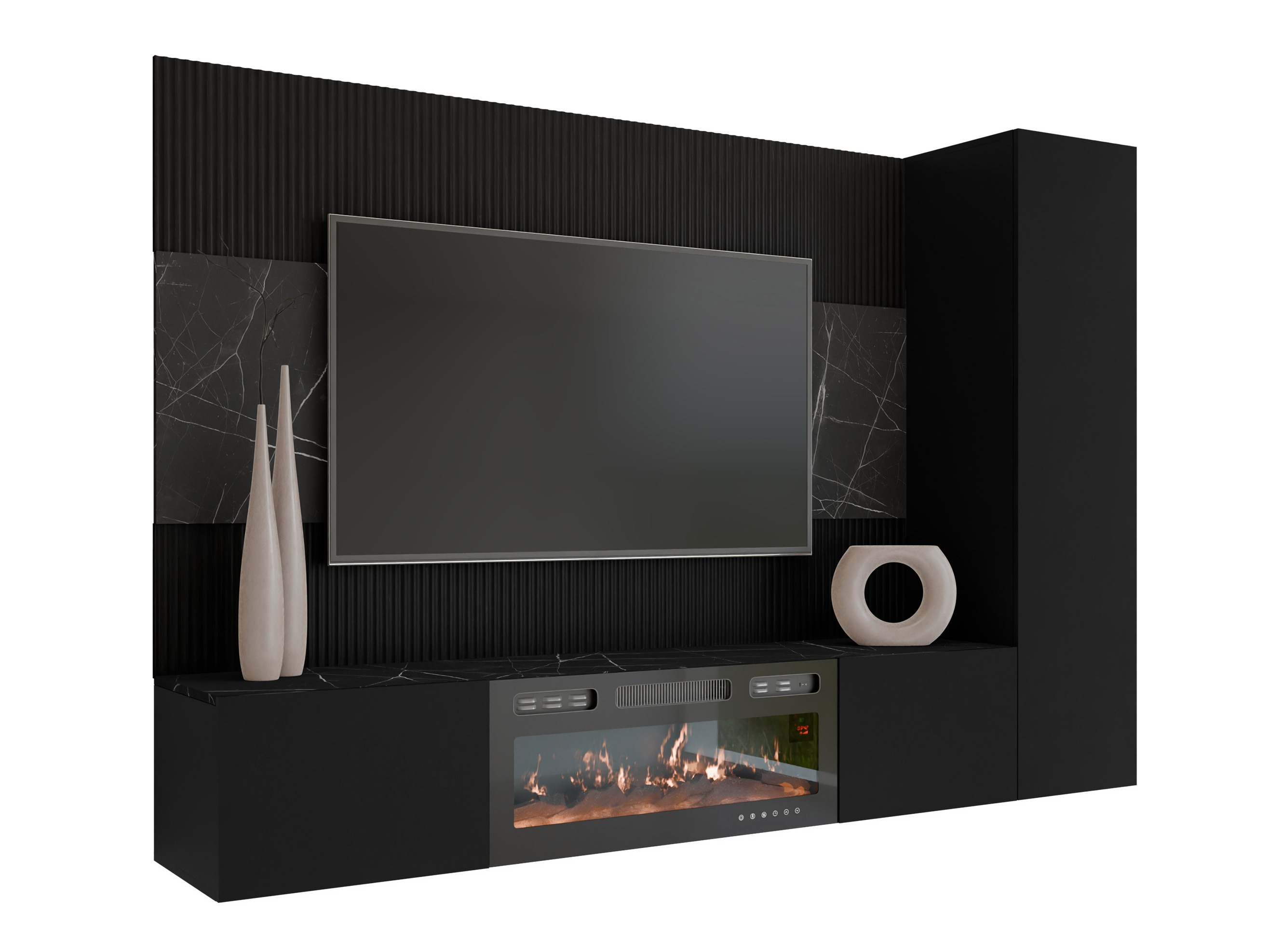 Set de living Comfivo Salix IX (Negru + Marmură neagră)