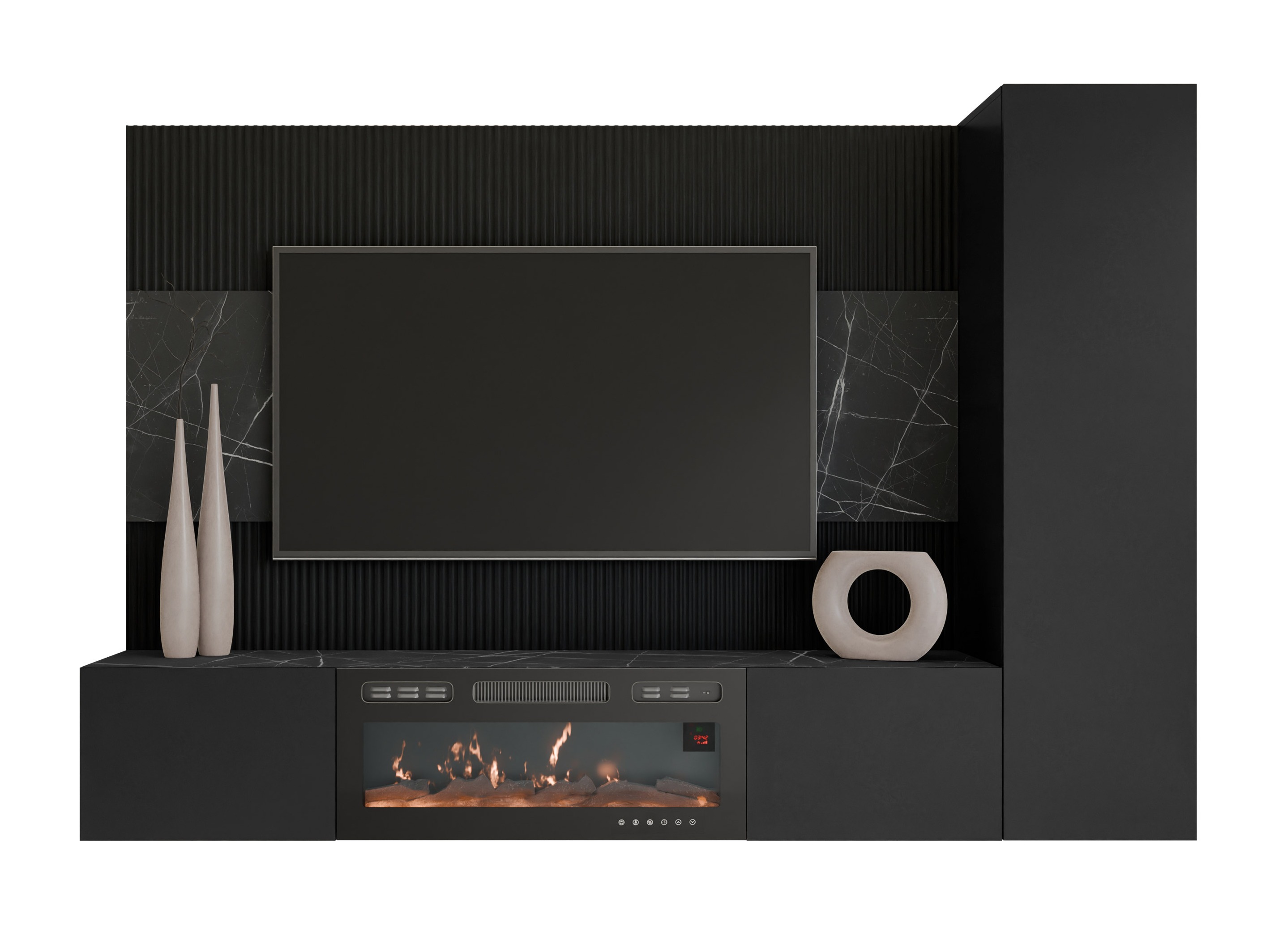 Set de living Comfivo Salix IX (Negru + Marmură neagră)