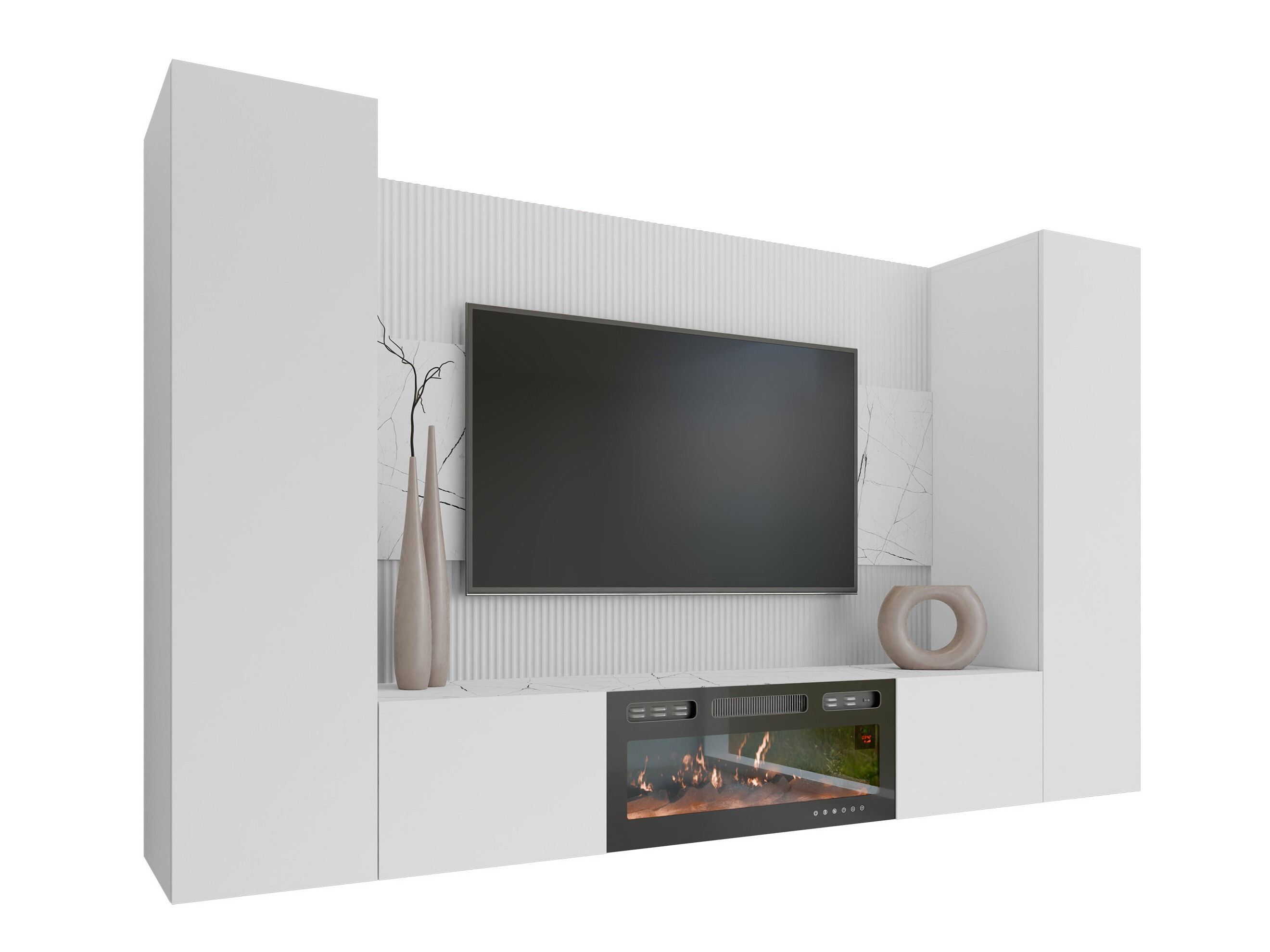 Set de living Comfivo Salix VIII (Alb + Marmură albă)