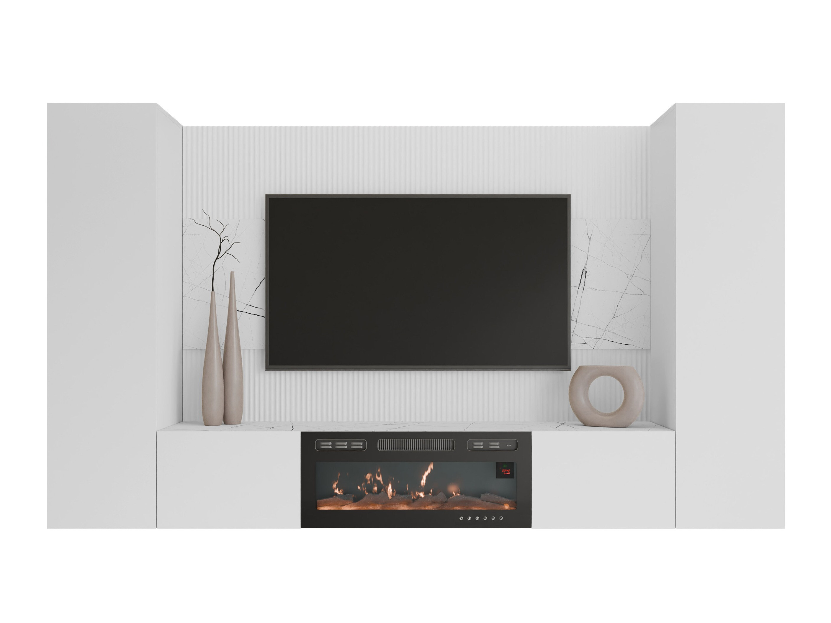 Set de living Comfivo Salix VIII (Alb + Marmură albă)
