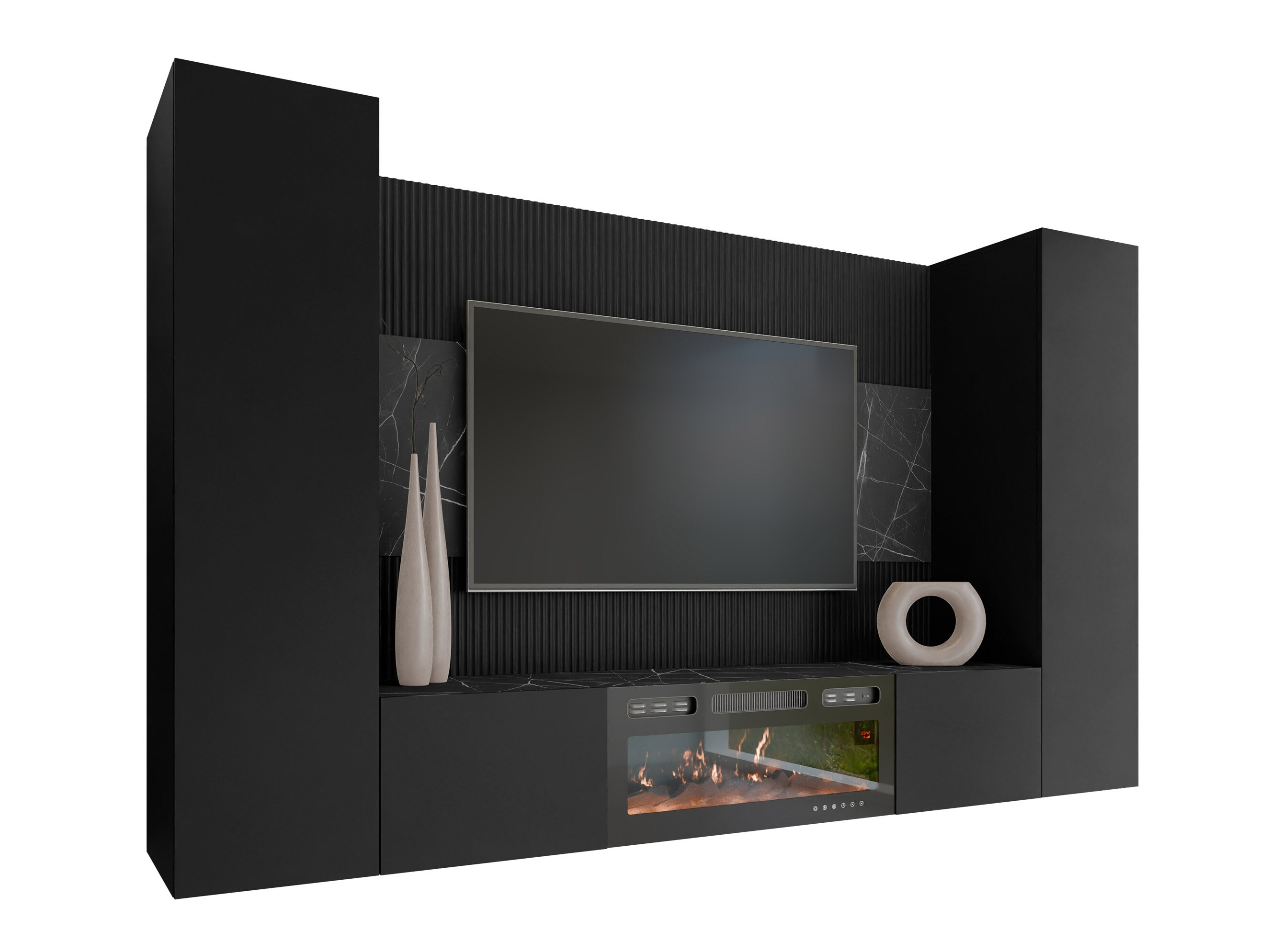 Set de living Comfivo Salix VIII (Negru + Marmură neagră)