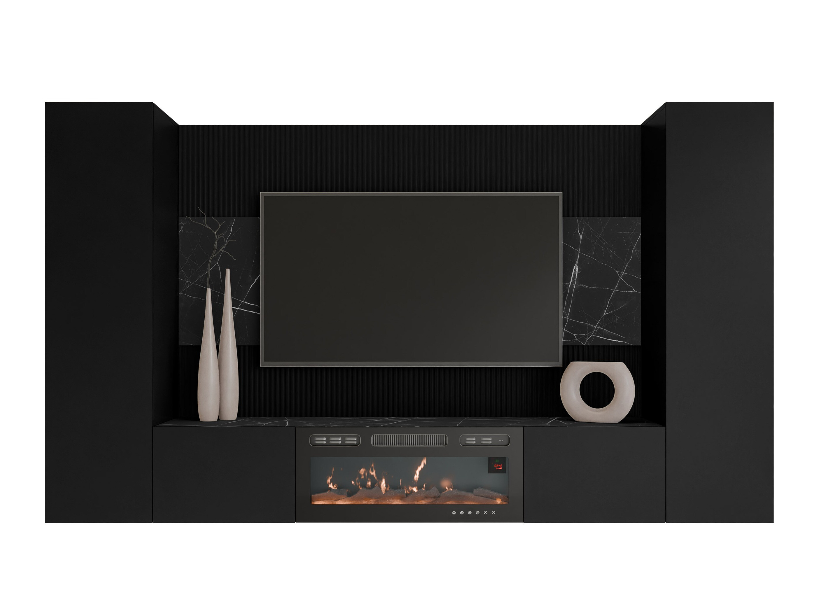 Set de living Comfivo Salix VIII (Negru + Marmură neagră)
