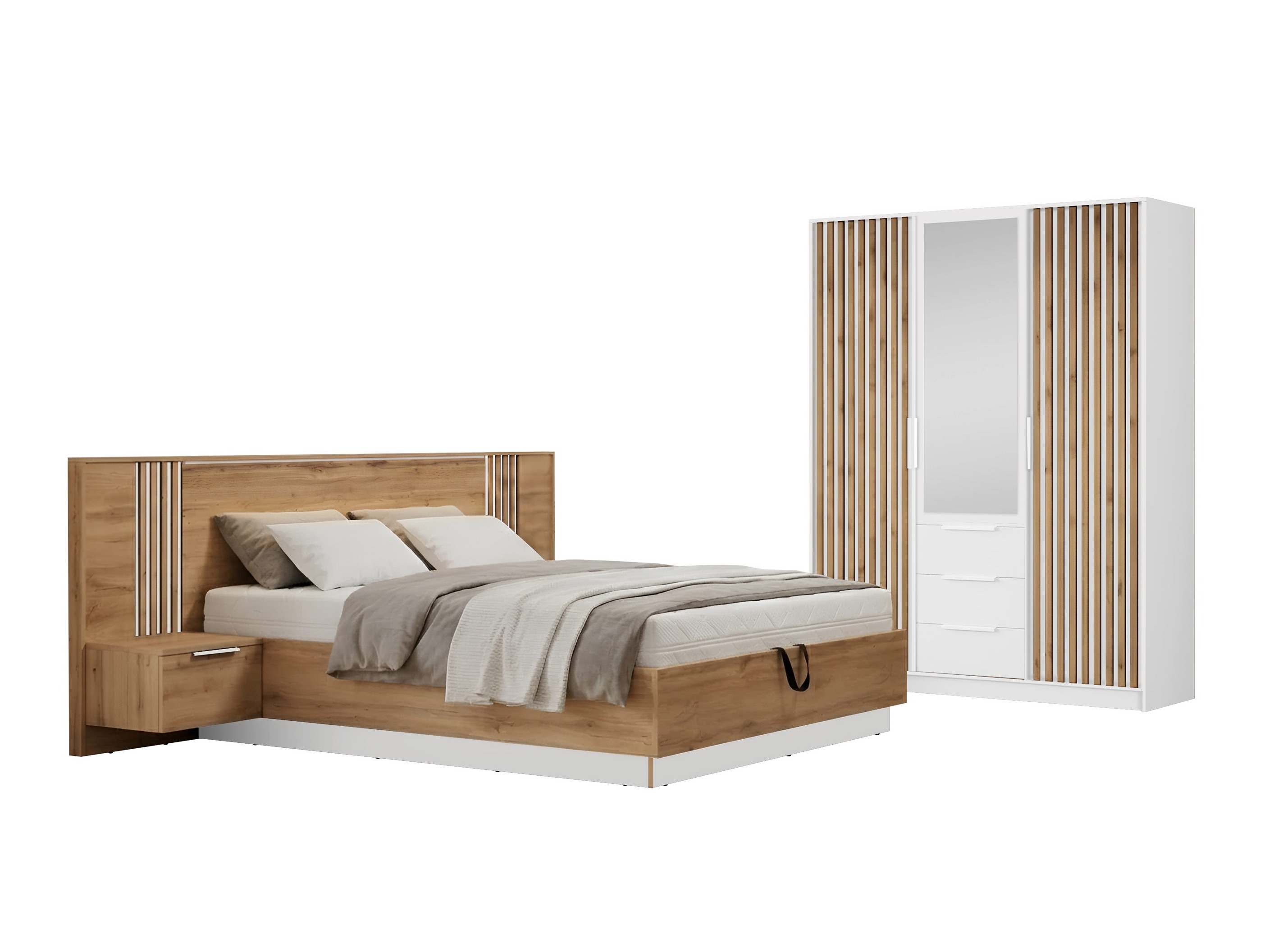 Set dormitor Collis (Stejar Wotan + Alb)