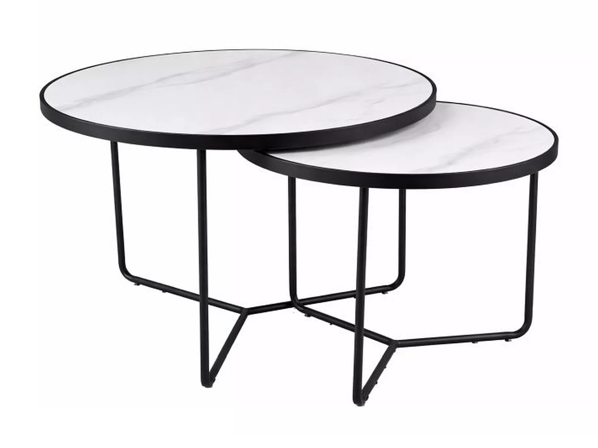 Set de măsuțe de cafea Detroit 252 (Marmură albă + Negru)