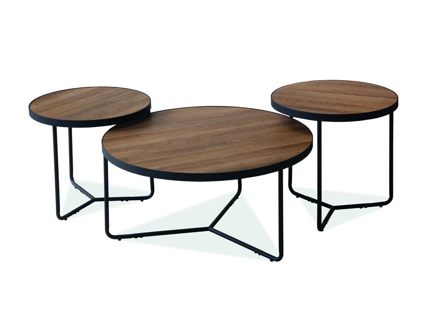Set de măsuțe de cafea Detroit 570 (Nuc + Negru)