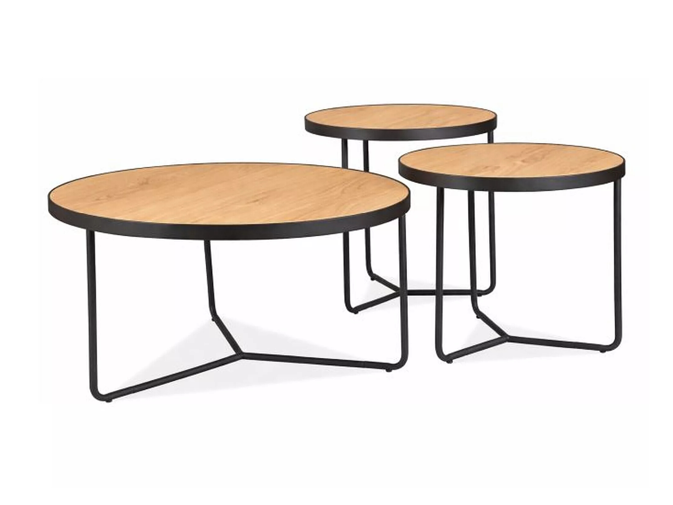 Set de măsuțe de cafea Detroit 570 (Stejar + Negru)