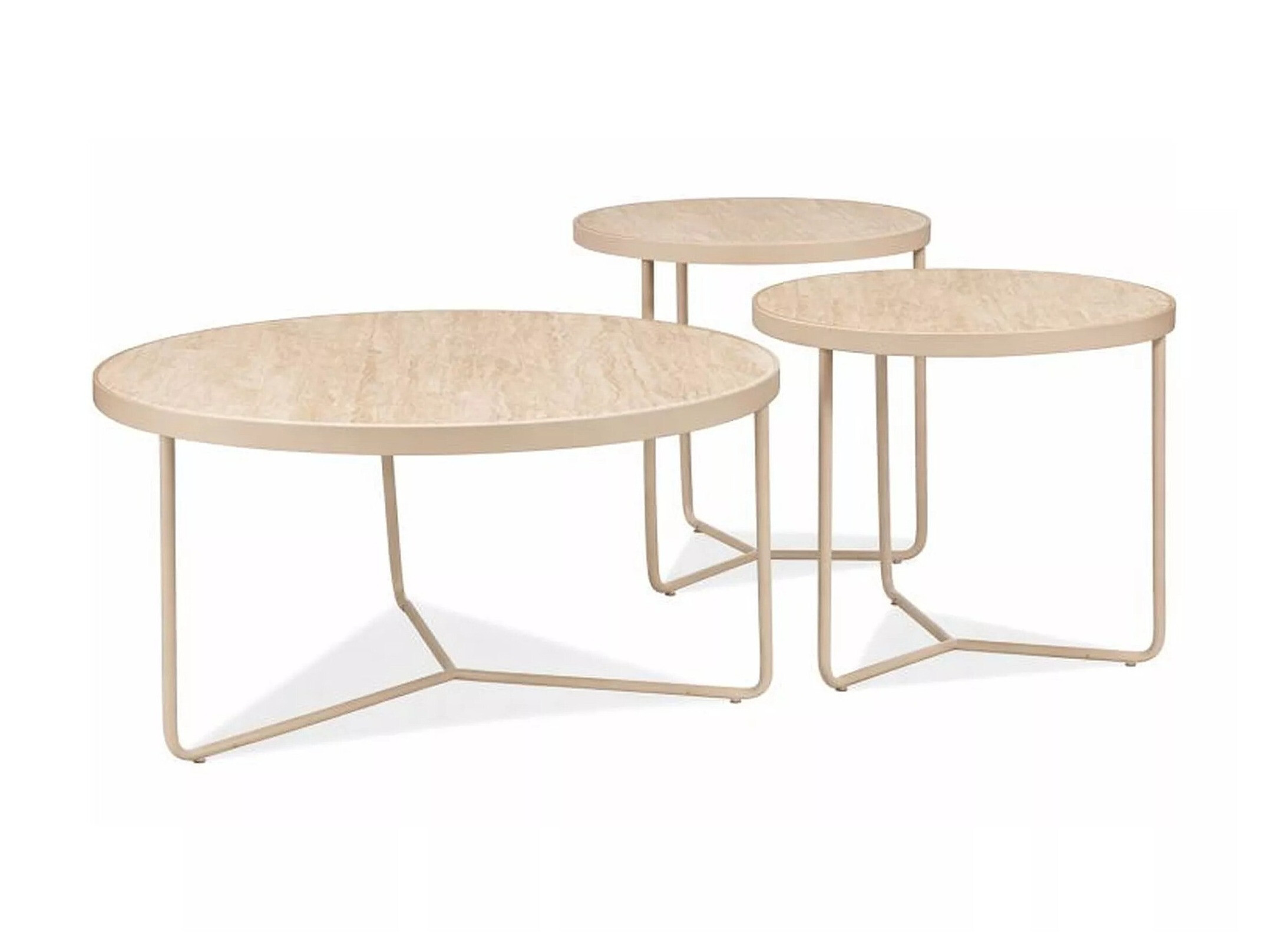 Set de măsuțe de cafea Detroit 570 (Travertin ușor + Cașmir)