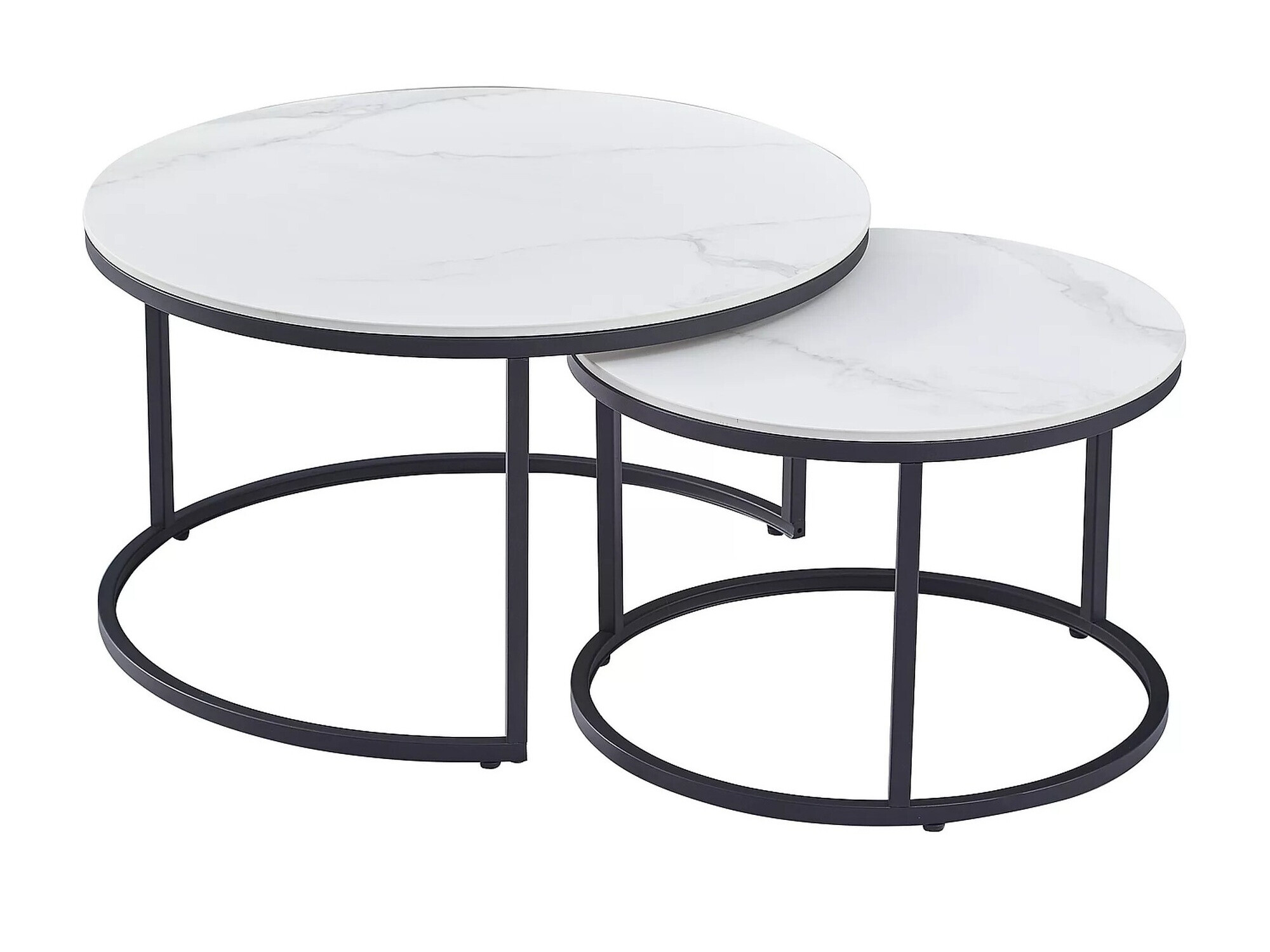 Set de măsuțe de cafea Detroit 607 (Marmură albă + Negru)