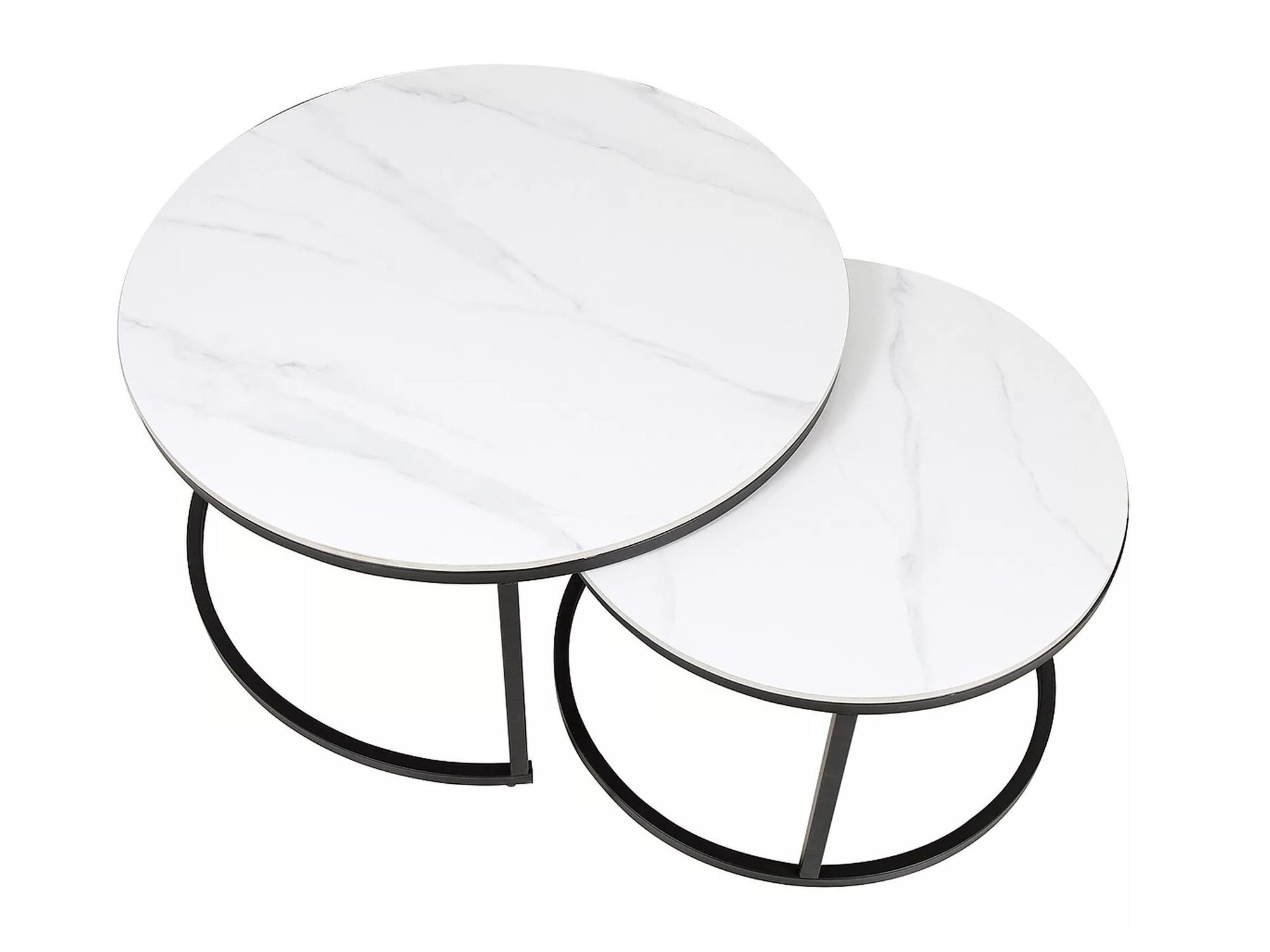 Set de măsuțe de cafea Detroit 607 (Marmură albă + Negru)